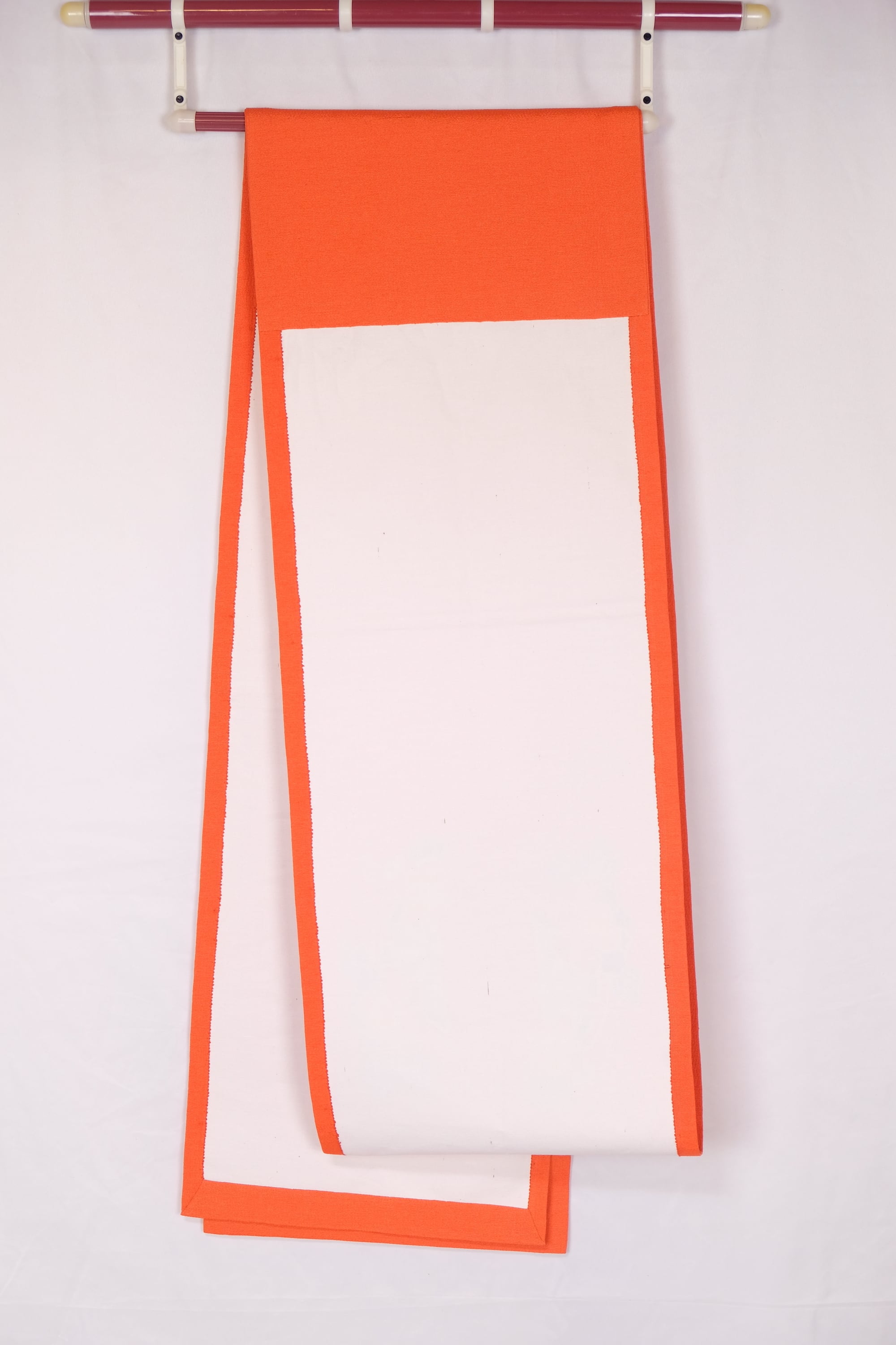 紅型風の華やかさ｜オレンジベース蝶々・梅・菊・牡丹柄開き名古屋帯