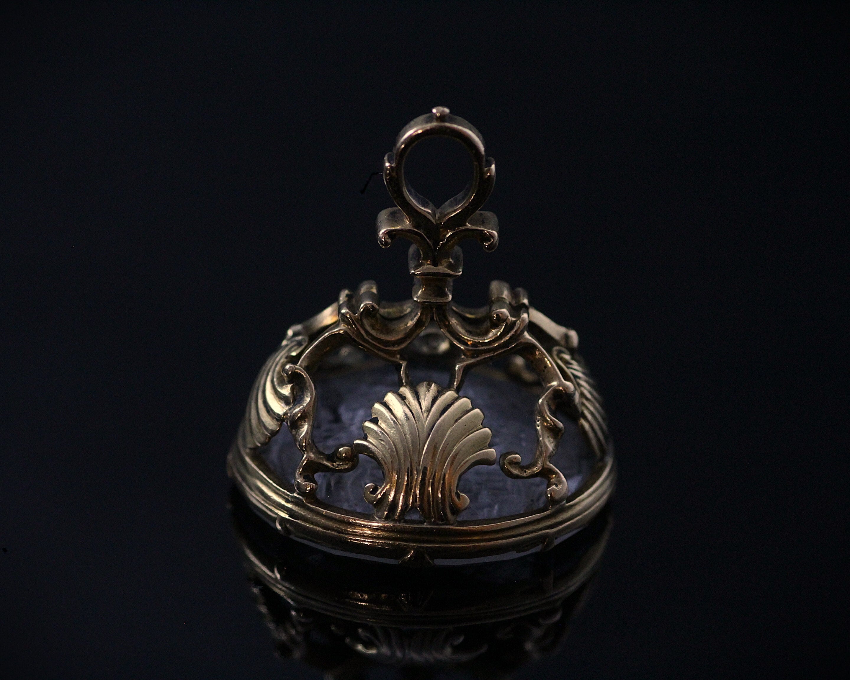 Rock Crystal Intaglio & Gold Fob seal ロココ・バロック ロック