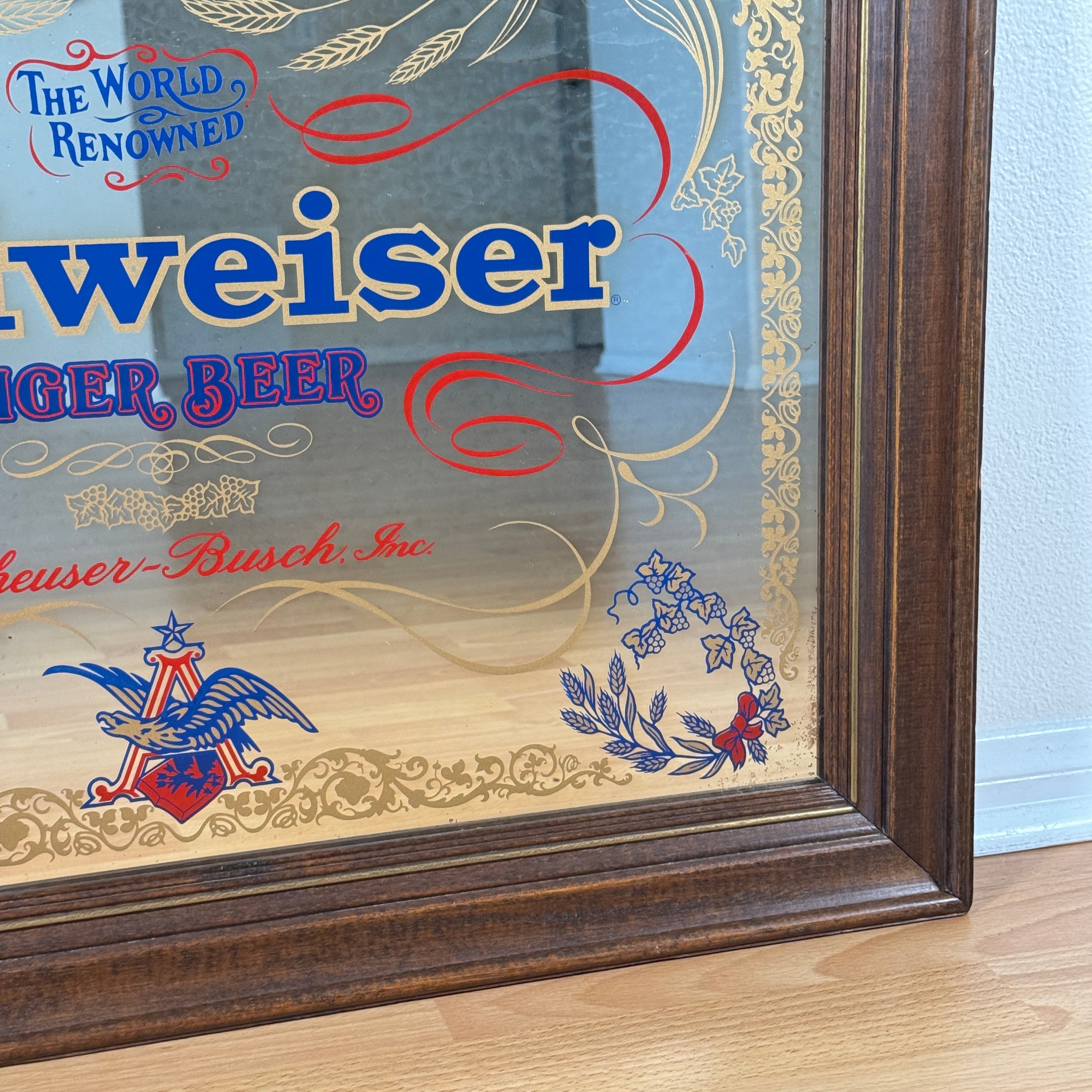 1934【1980年代】ビンテージ Budweiser（バドワイザー） パブミラー