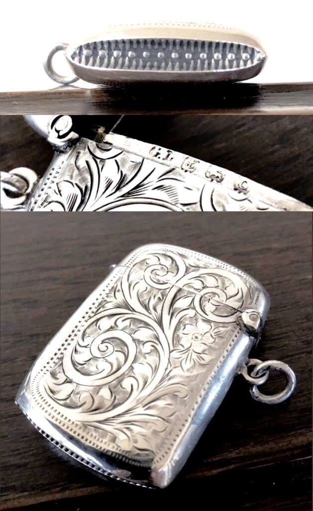 英国アンティーク ヴェスタケース マッチ箱 喫煙具 シルバー 純銀15g