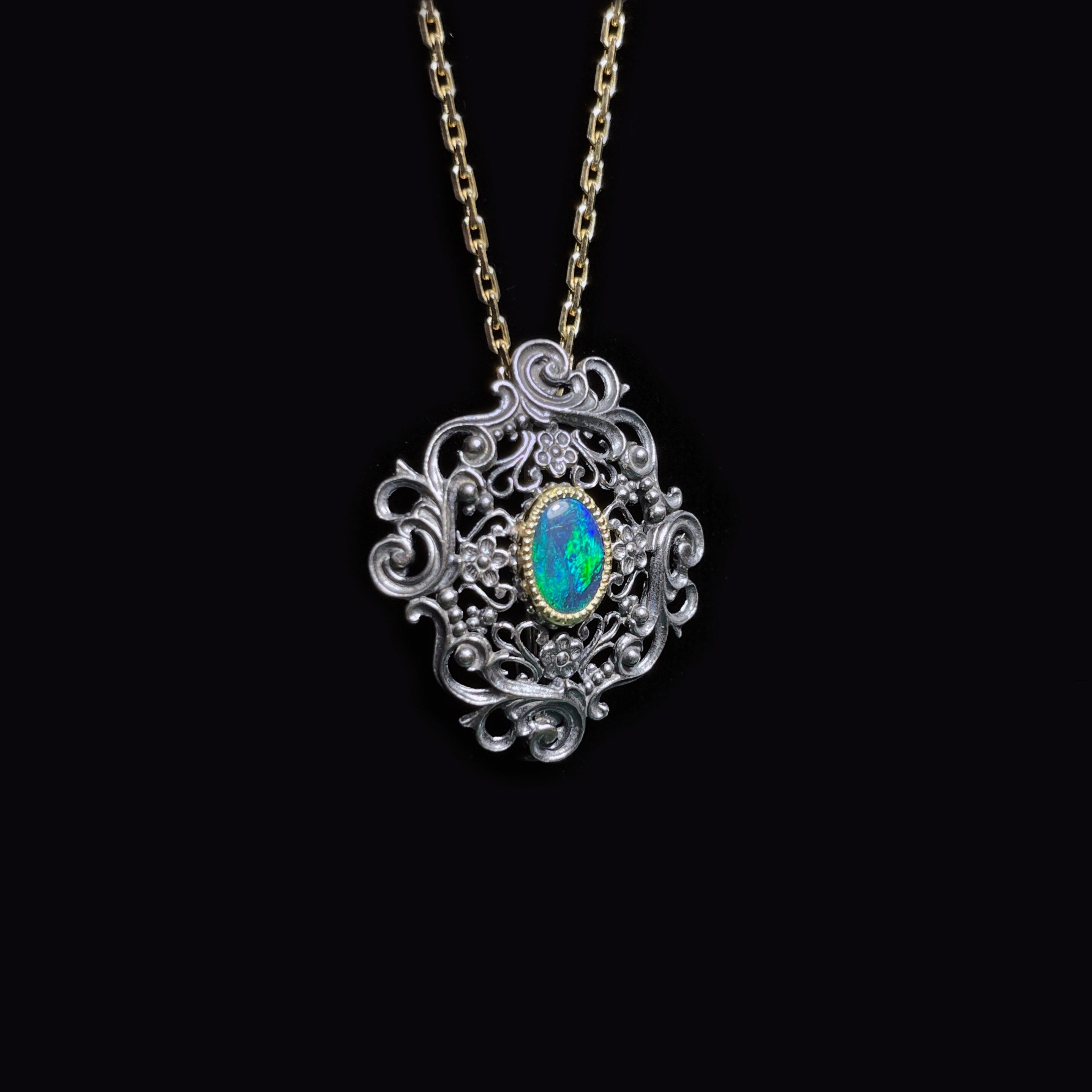 現品 Iris｜イリス ブローチ ペンダント (K18 ＆ SV925) ブラック