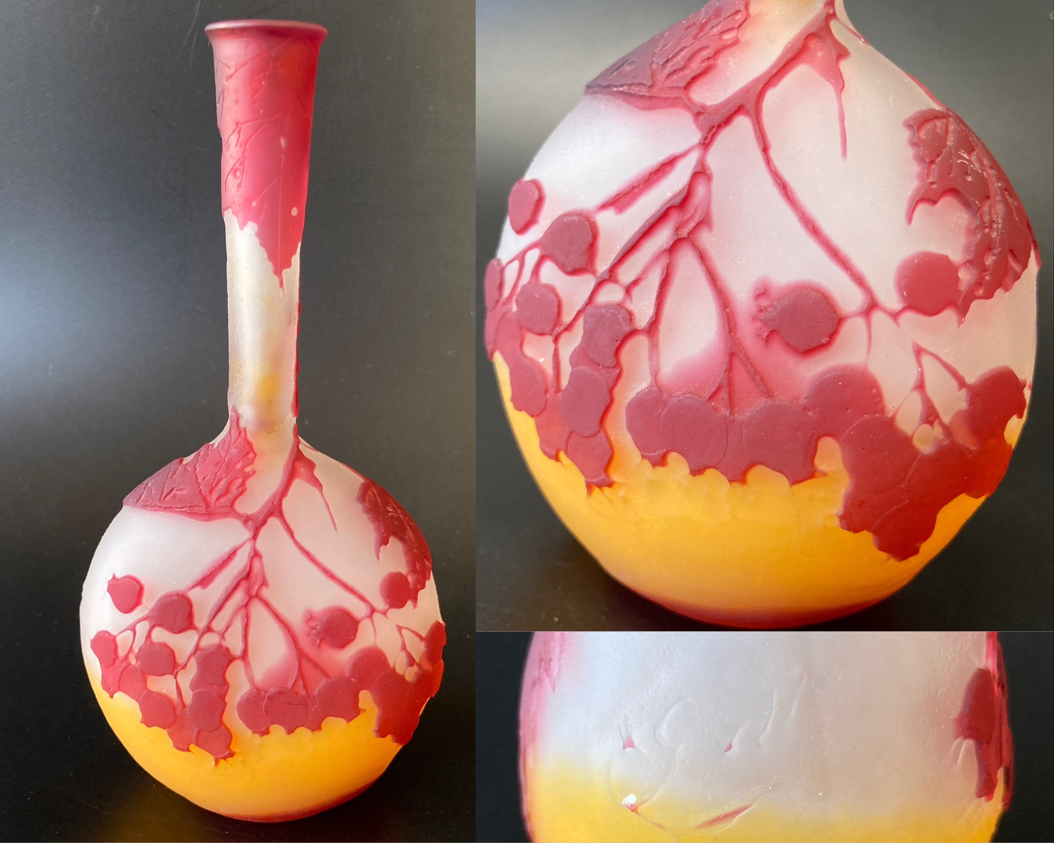 エミールガレ 特々大 躍馬 花瓶 カメオ彫り 被せガラス 高さ38cm