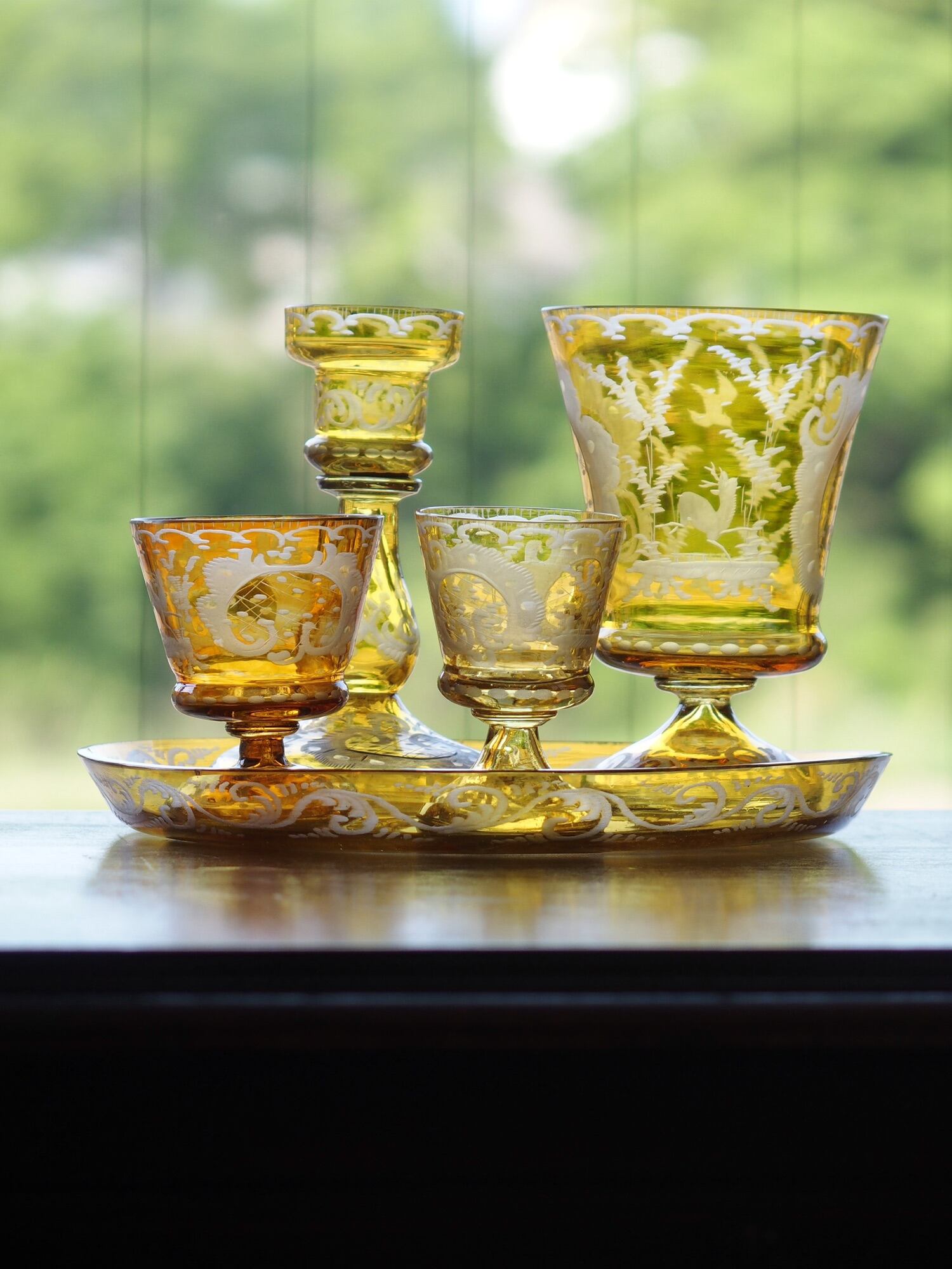 アンティーク ファヴリルガラス Quezell イリデッセンス ブロンズランプ