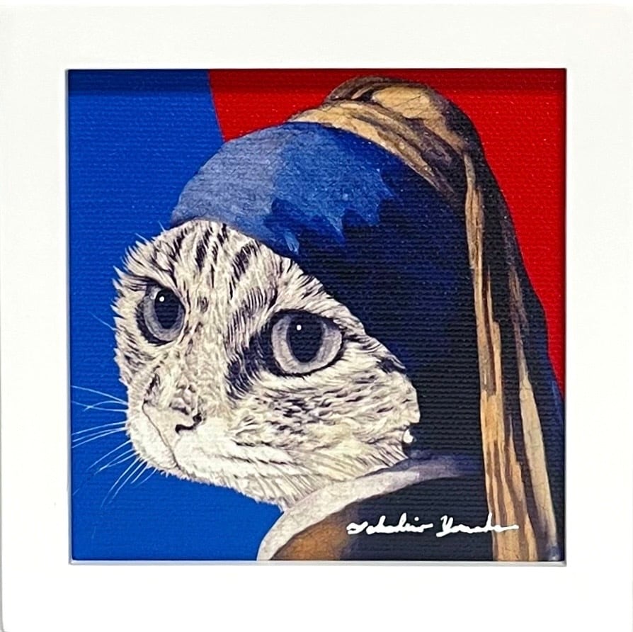 絵画 猫 猫の絵 フェルメール オマージュ cat art アート ミニアート