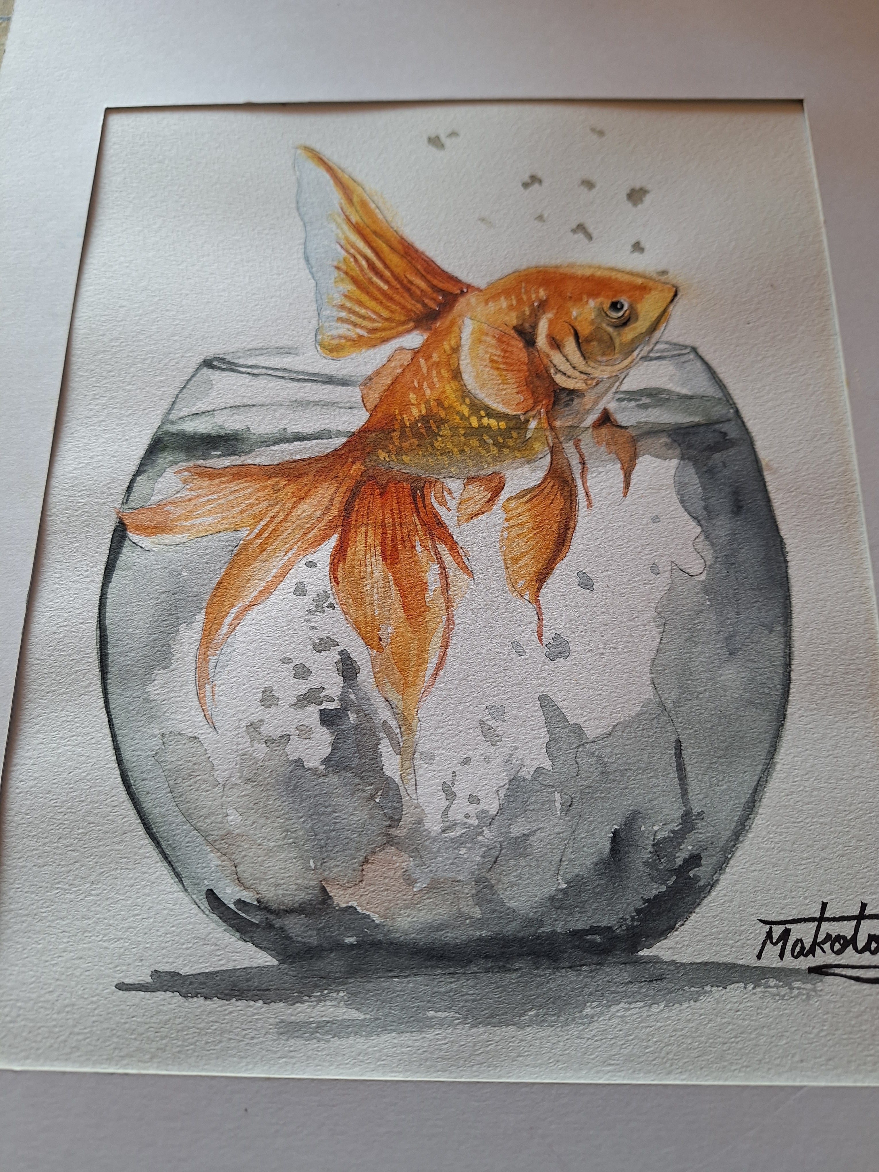 金魚 油絵 油彩画 20×20cm 金魚 油絵 油彩画 20×20cm 金魚の