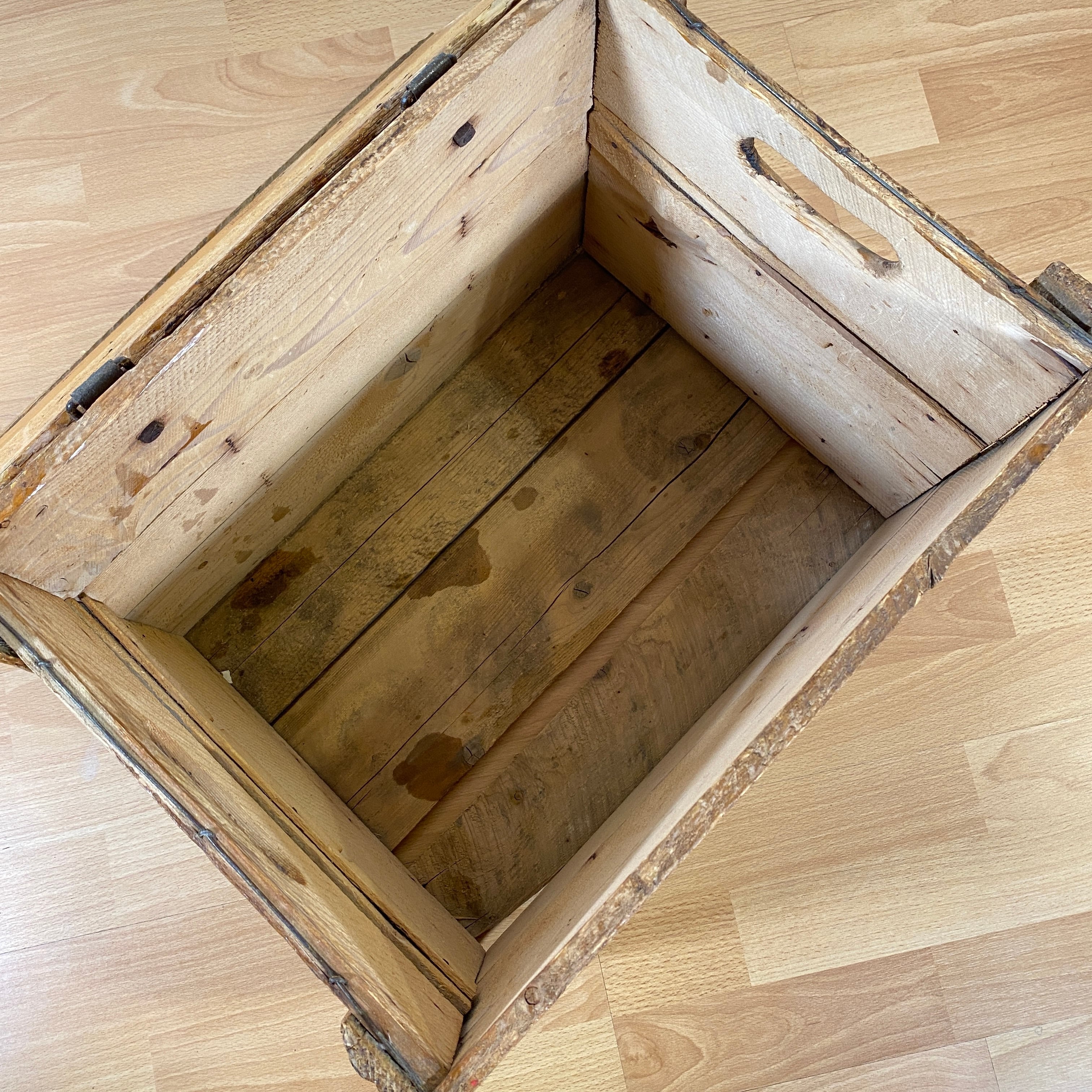 842【1950年代】 アメリカ ビンテージ 蓋付き 木箱 ウッドボックス