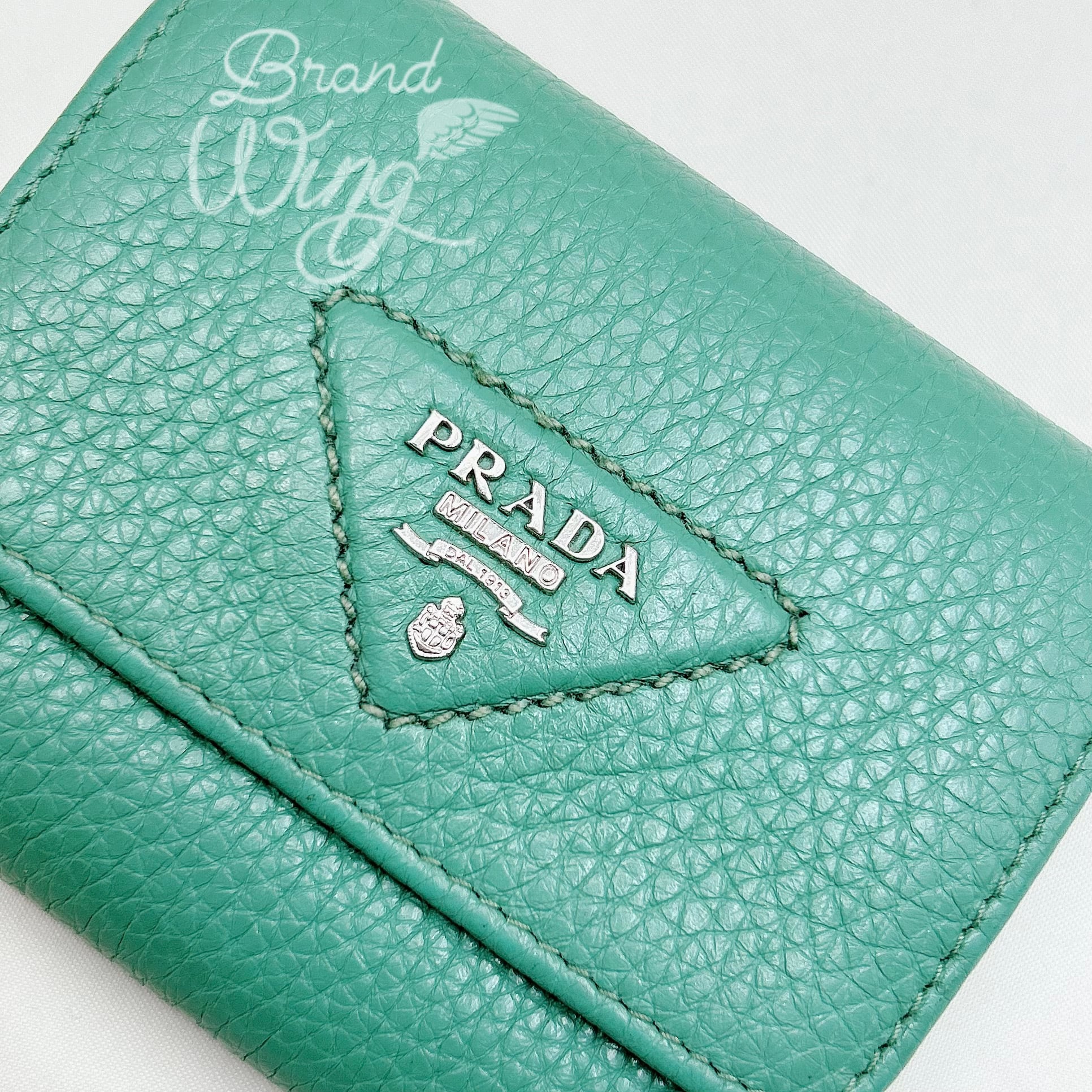 PRADA 三つ折り財布 レター型 ヴィッテロムーヴ ロゴ金具 ミニ 正規品