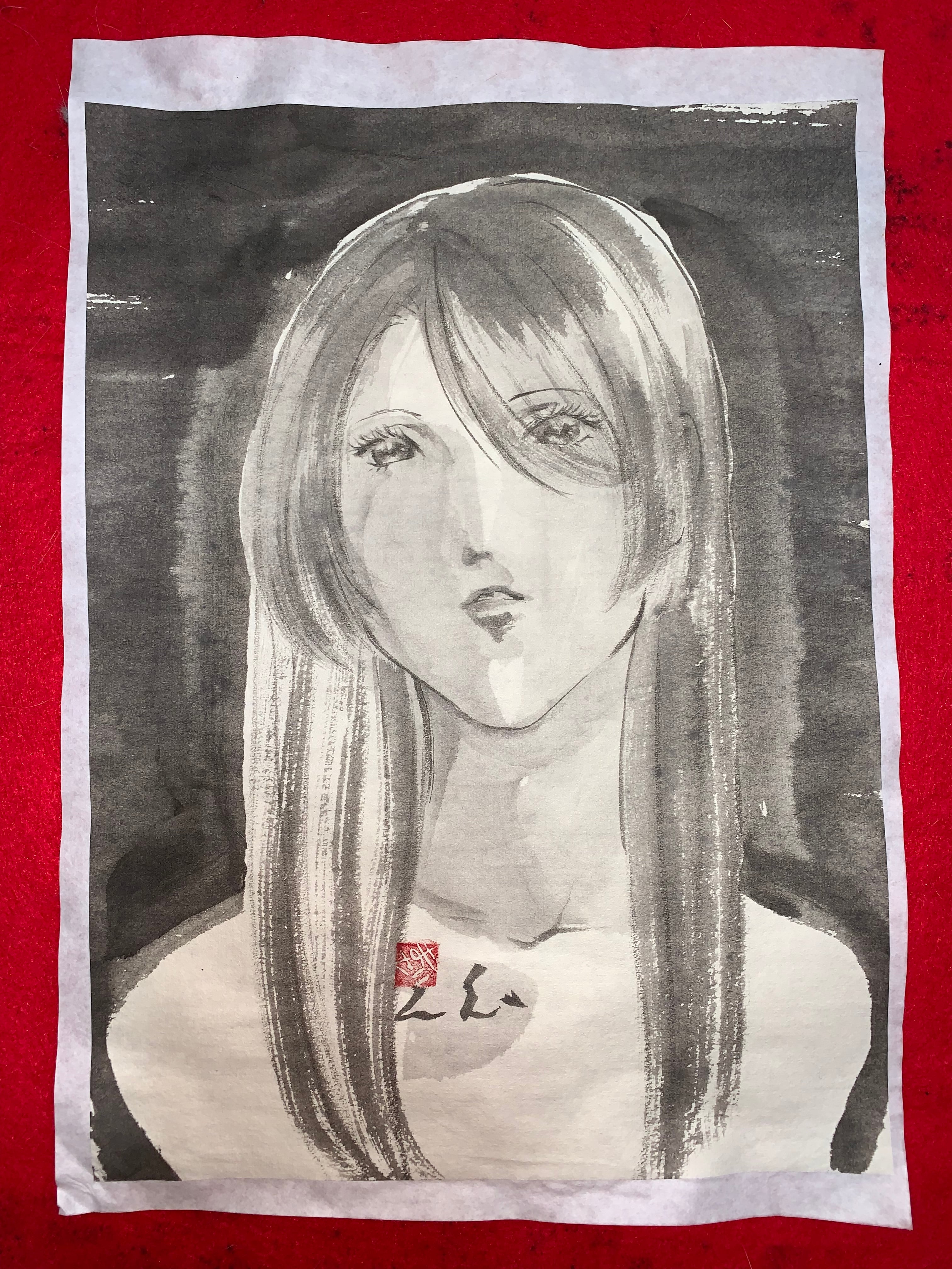 ポストカード 日本画 水墨画 墨絵 新作 セーラー服 ポストカード 日本