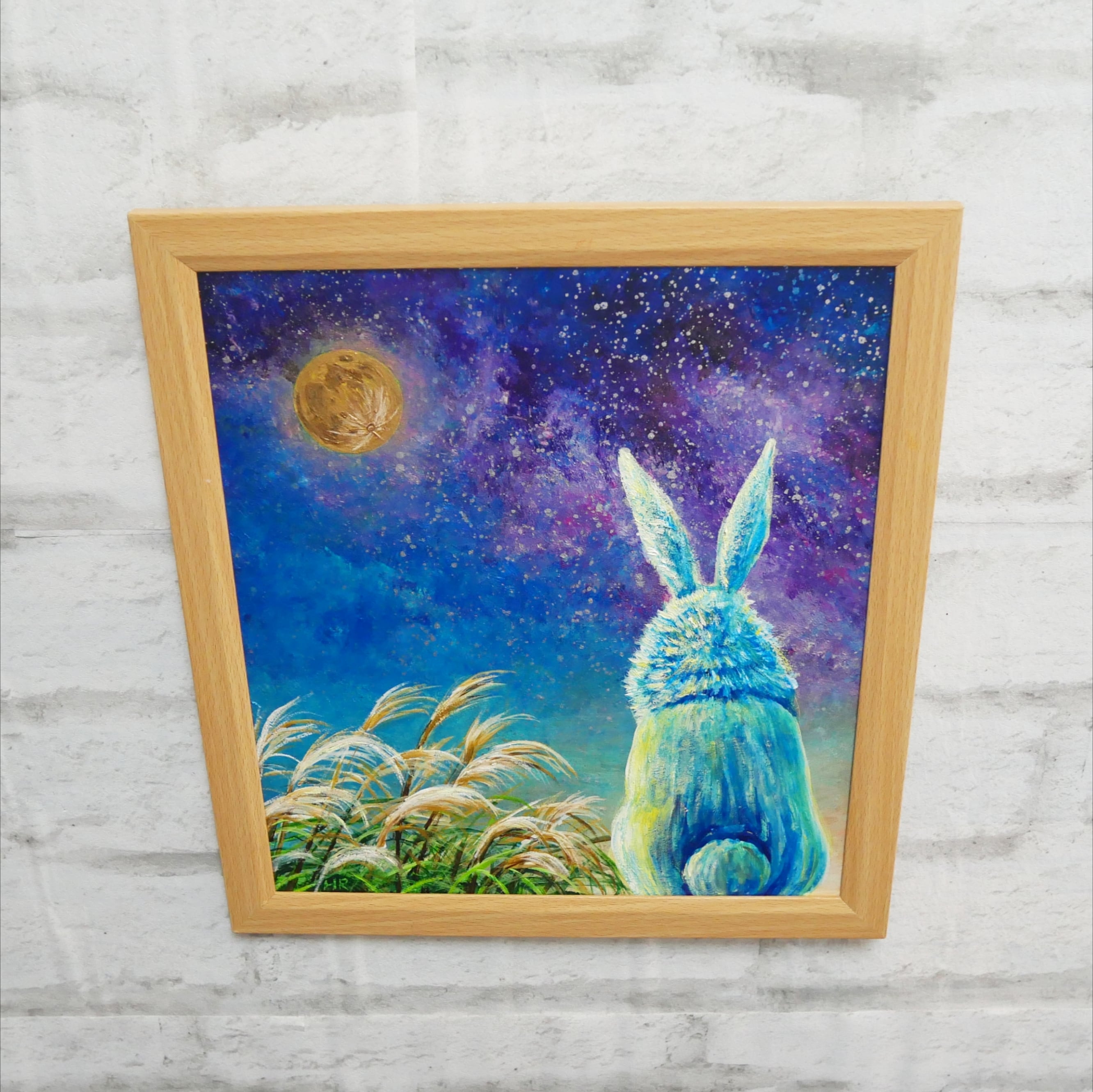 油絵 油彩 油彩画 絵 絵画【雪の朝日小さいウサギ達