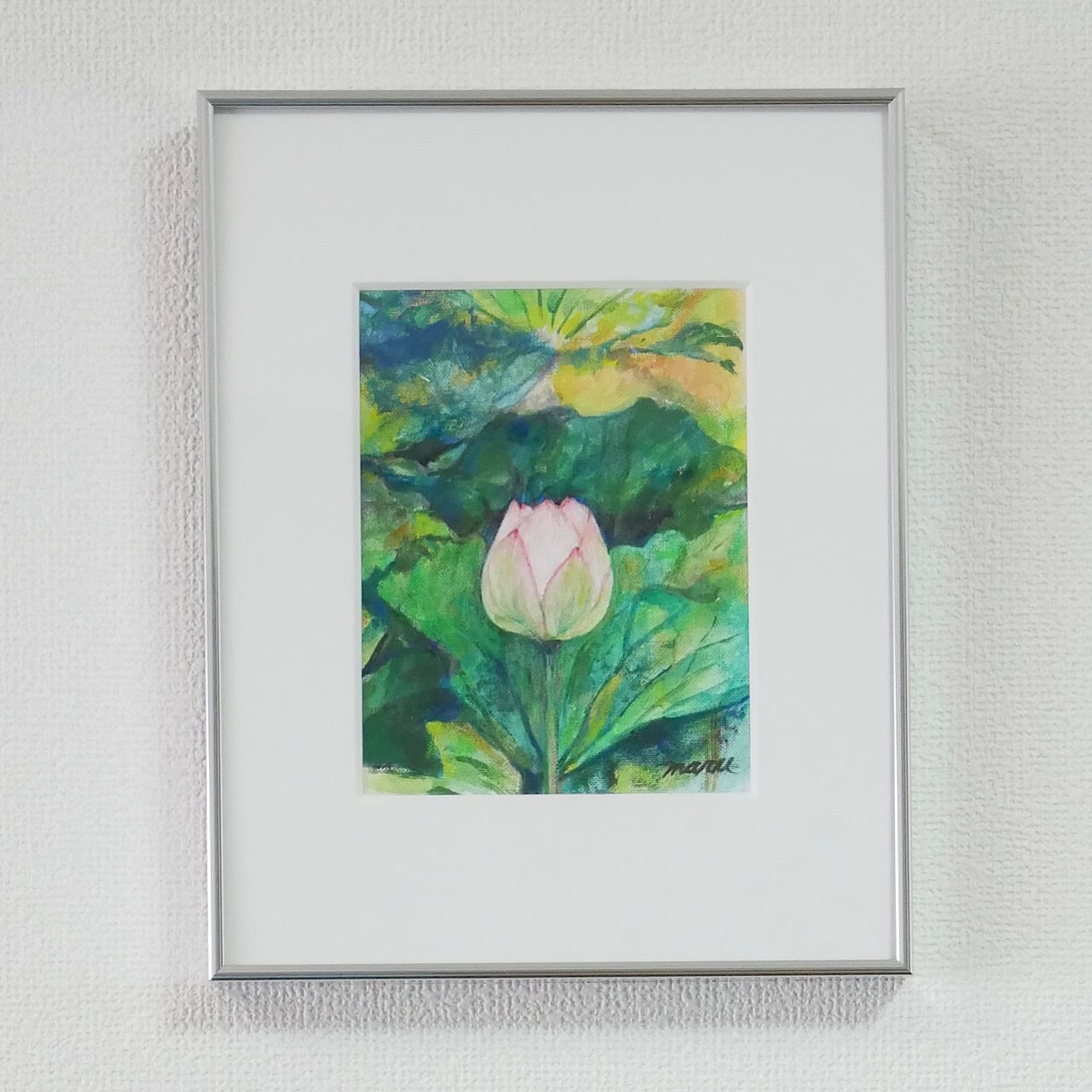 原画 花 額付き 植物 静物画 絵画 アクリル画 現代アート 手描き 一点