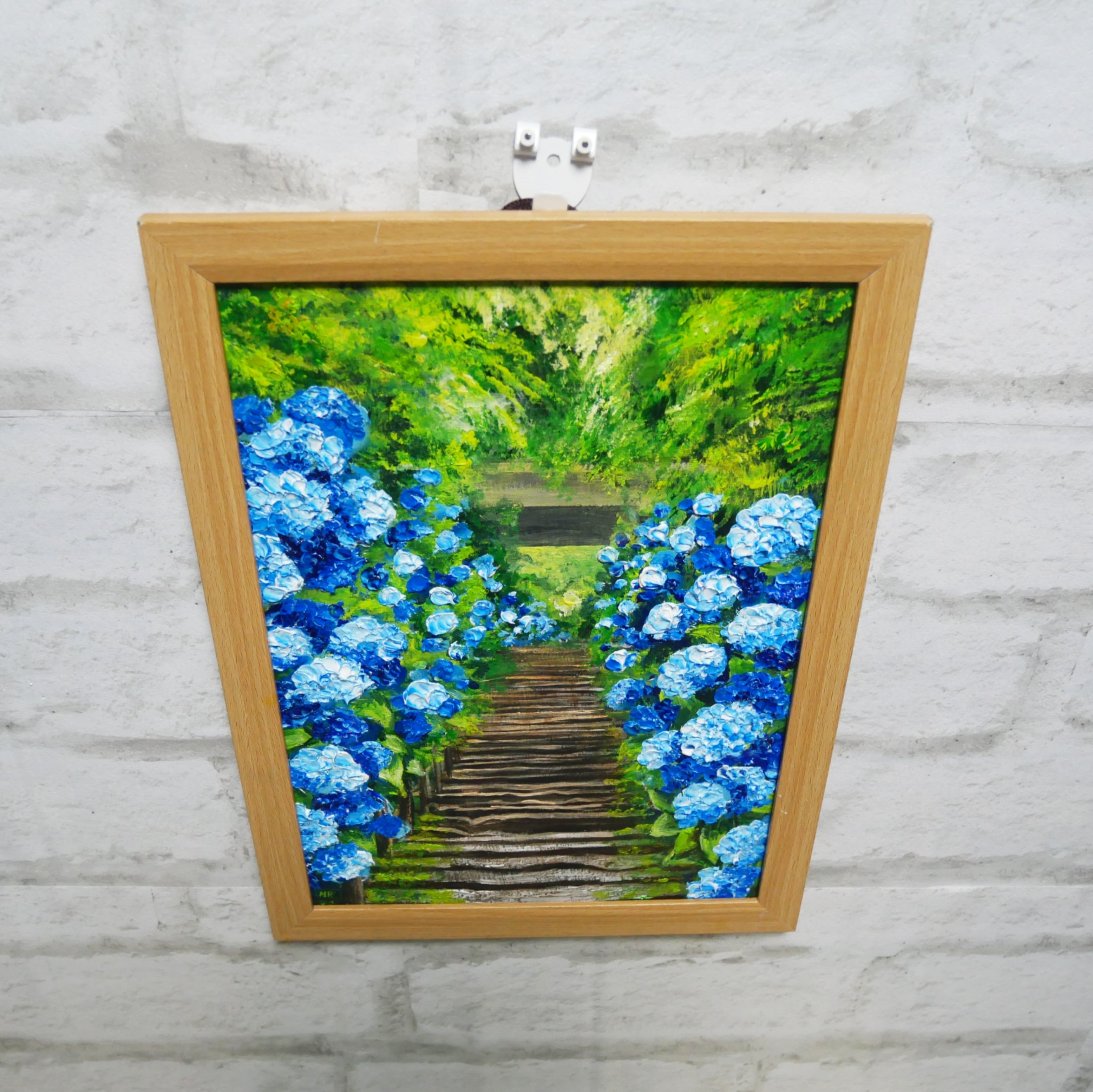 油絵 あじさいを差したテーブル 油絵 あじさいを差したテーブル