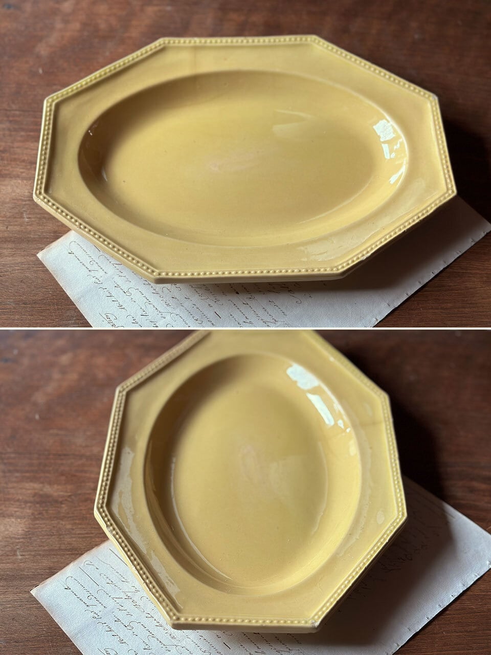 オクトゴナル オーバル 皿 黄色 APT釜 プレート | Brocante de La