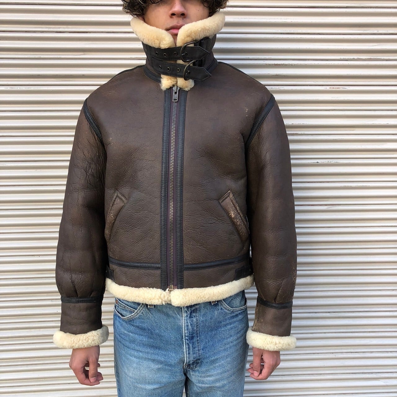 ショット B-3 38 ムートンジャケット 希少 schott フライトジャケット