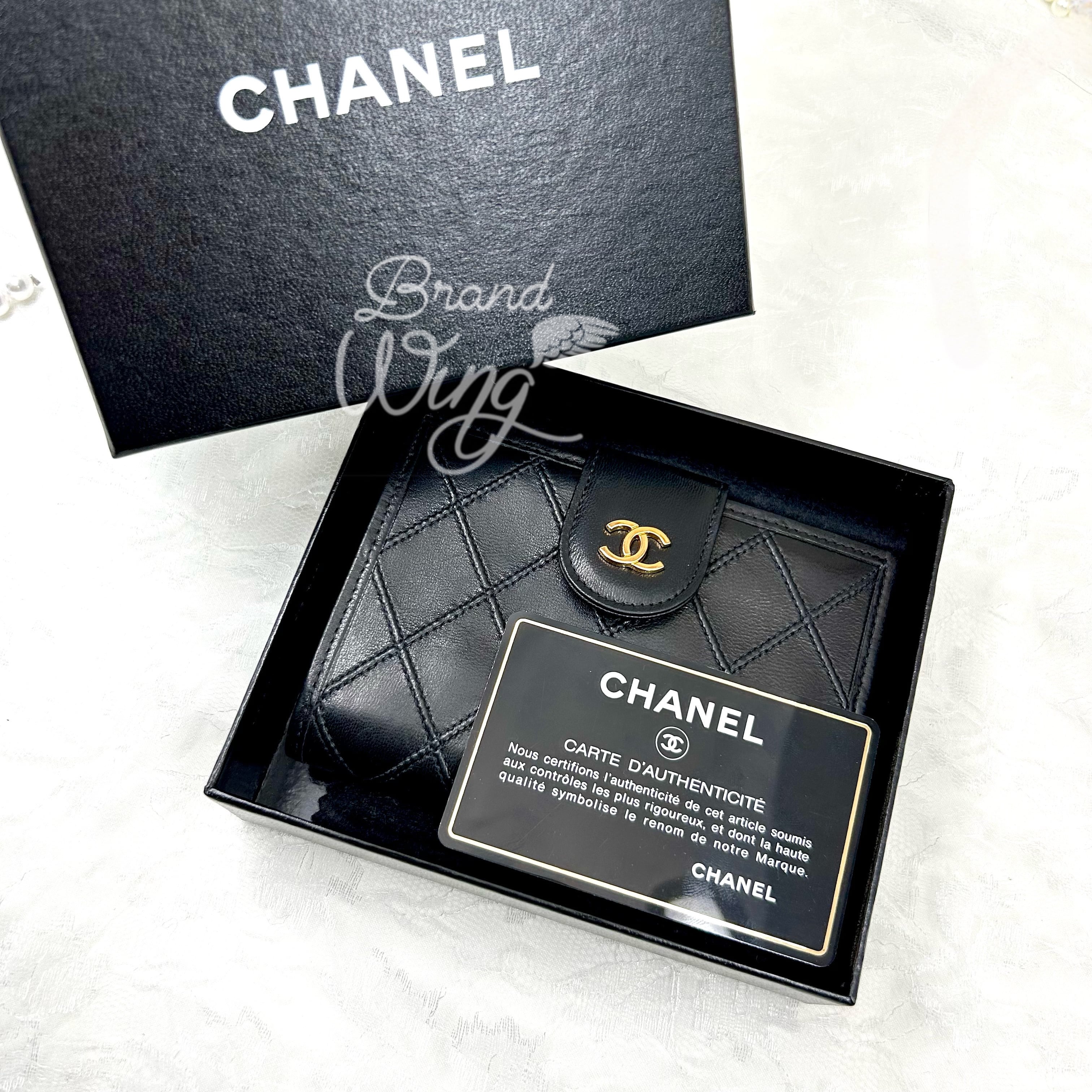 シャネル キャビアスキン がま口 コンパクト ウォレット ブラック