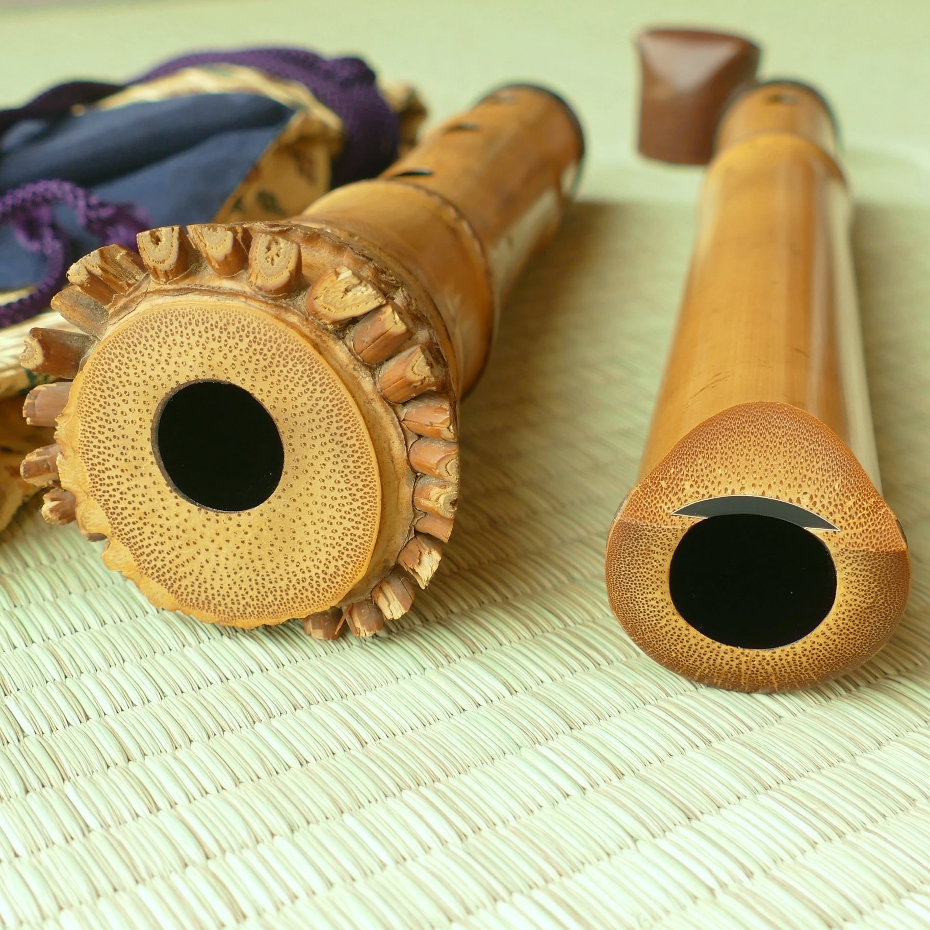 都山流 尺八 『河野玉水』 在銘 銀中継ぎ 1尺8寸（約