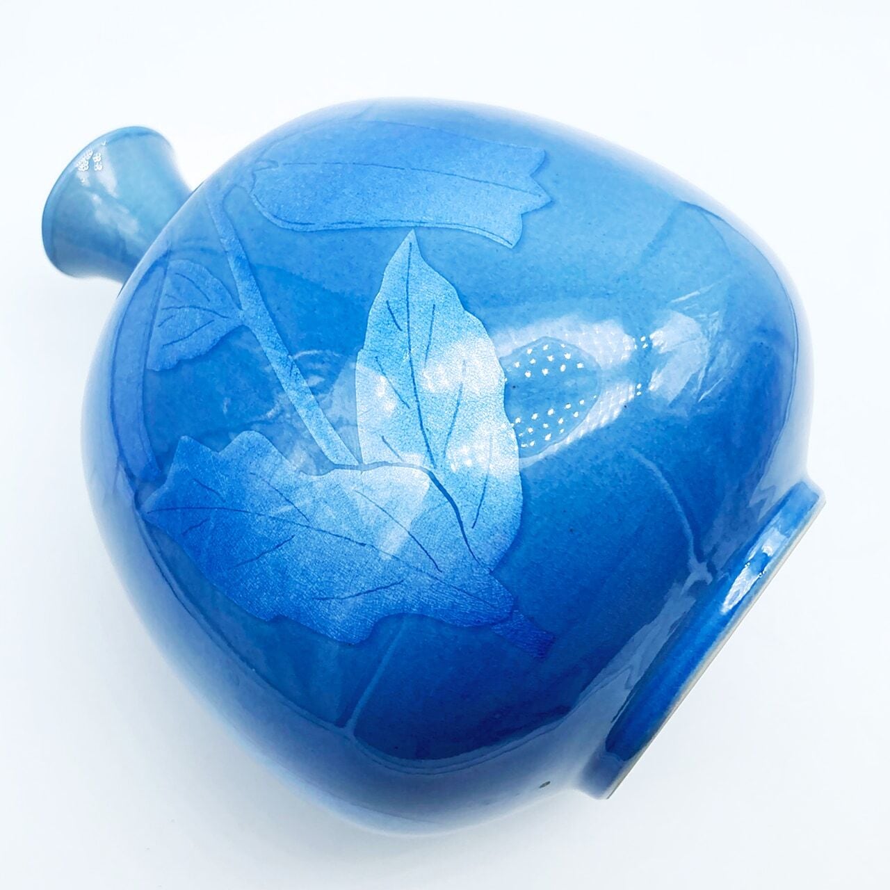 九谷焼 石川県指定無形文化財 中田一於 淡青釉裏銀彩 花文壺 花瓶 作家