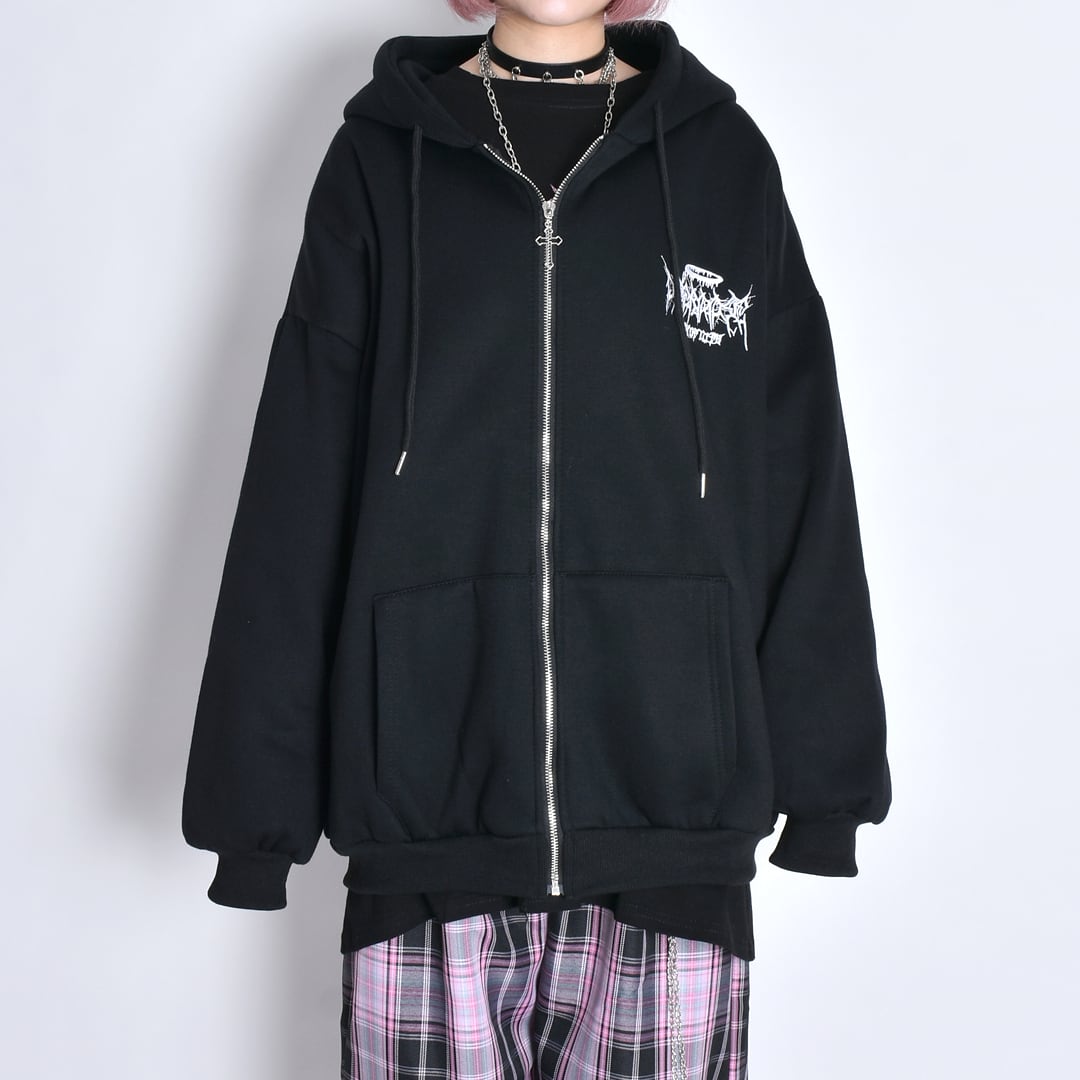 1/3 完売BLACK L再入荷！】サブカル刺繍ロゴ ZIPパーカー(裏起毛