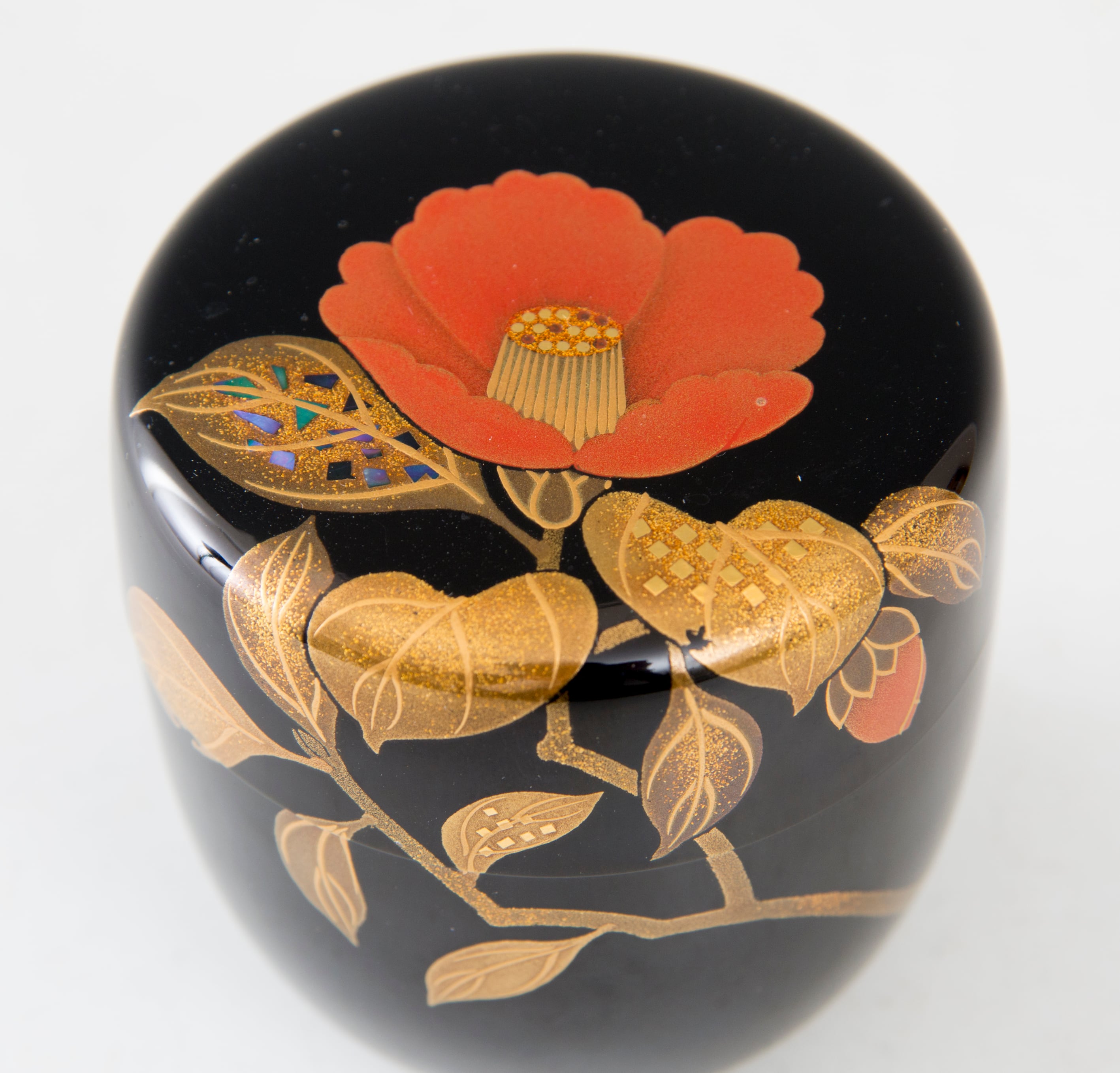 輪島塗名工塗師【茶平一斎】造鱗鶴蒔絵喰籠共箱茶道具茶器