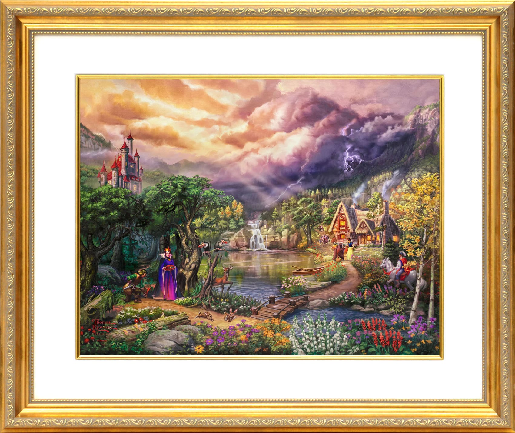 ディズニー絵画「白雪姫と七人の小人/邪悪な女王」額縁2種選択可 作品