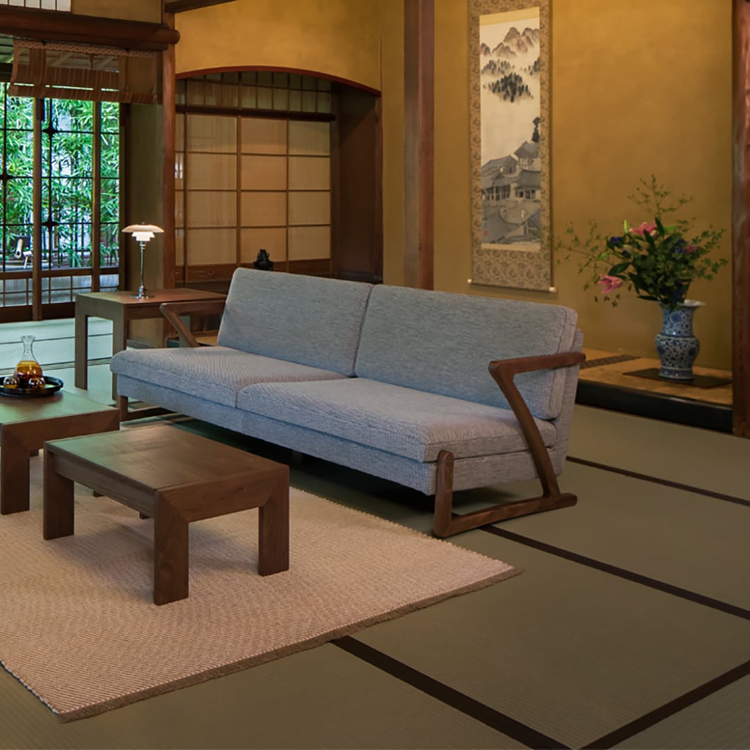 イタリア製 2シートベンチソファー(ピンクストライプ)