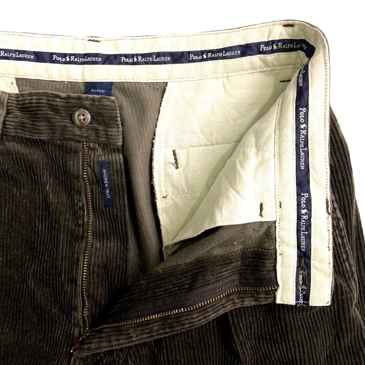 90年代 ラルフローレン ANDREW 太畝 ツータック コーデュロイパンツ