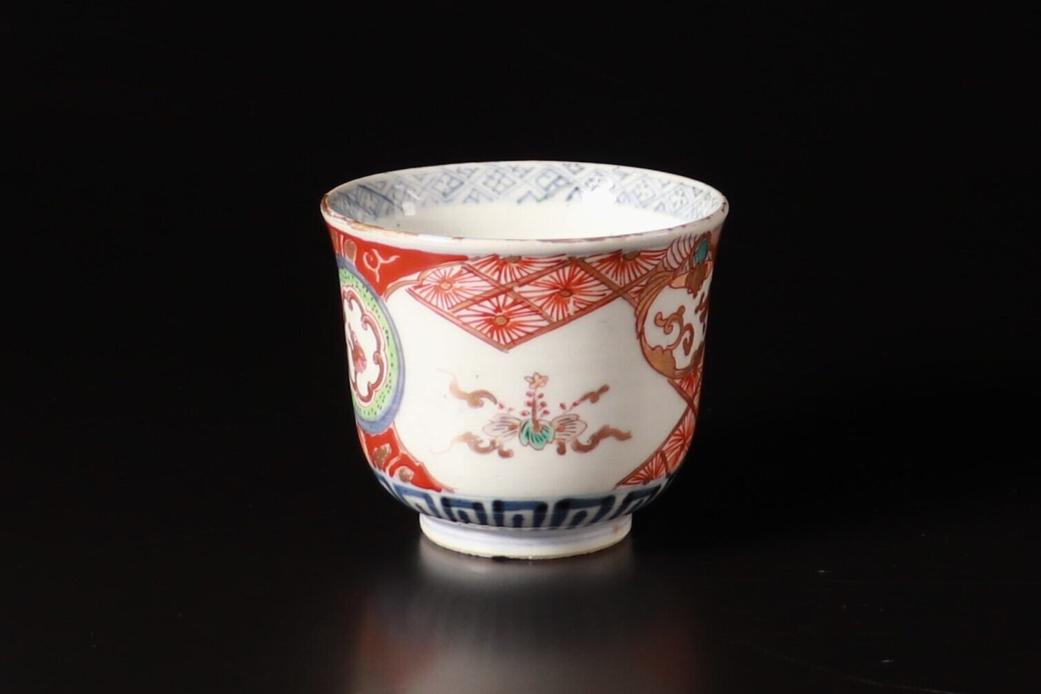 小鉢 4客 向付 角鉢 色絵 古伊万里 壽 瓢箪 花 柵 窯傷 小鉢 4客 向付