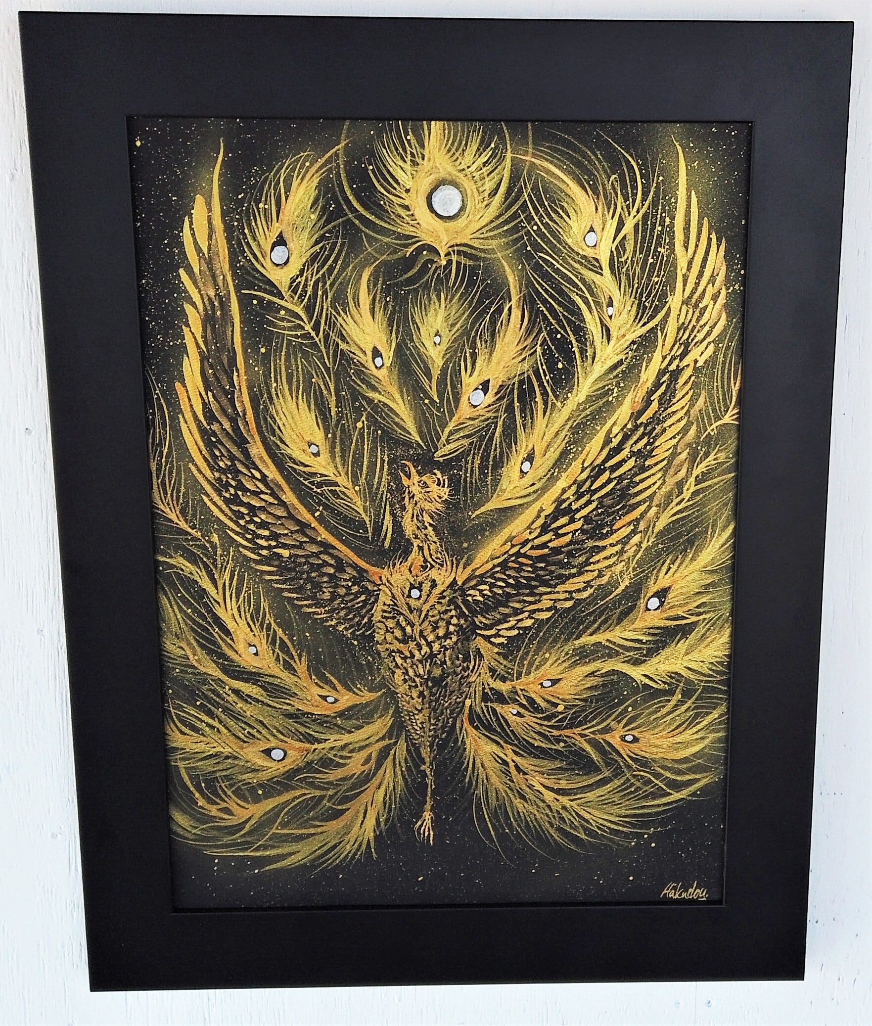 美品 掛け軸 現代水墨画家 絵師白道作「白頭鷲」共箱 墨絵 水墨画 美品