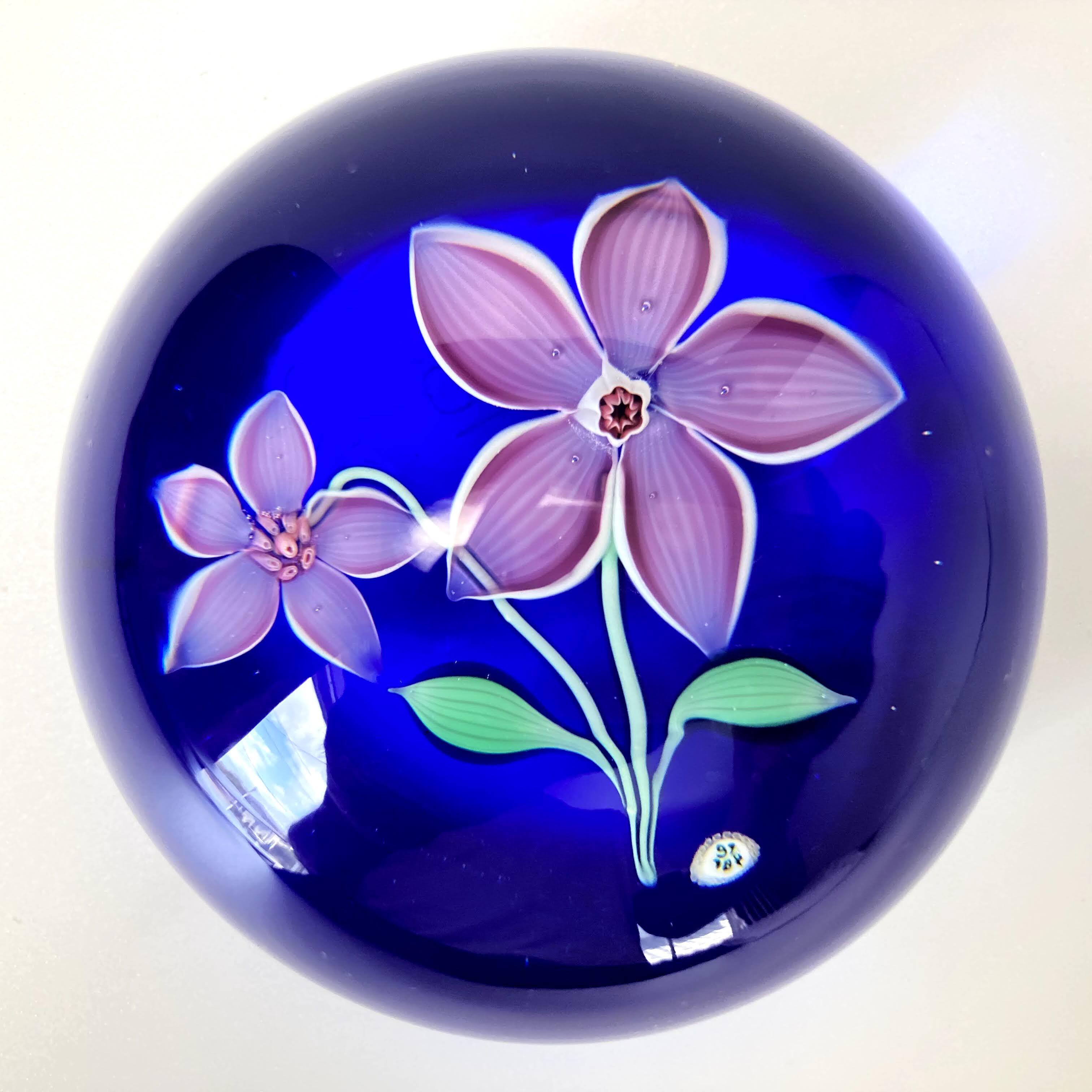 バカラ Baccarat フラワー ドーム型 ペーパーウェイト クリスタル