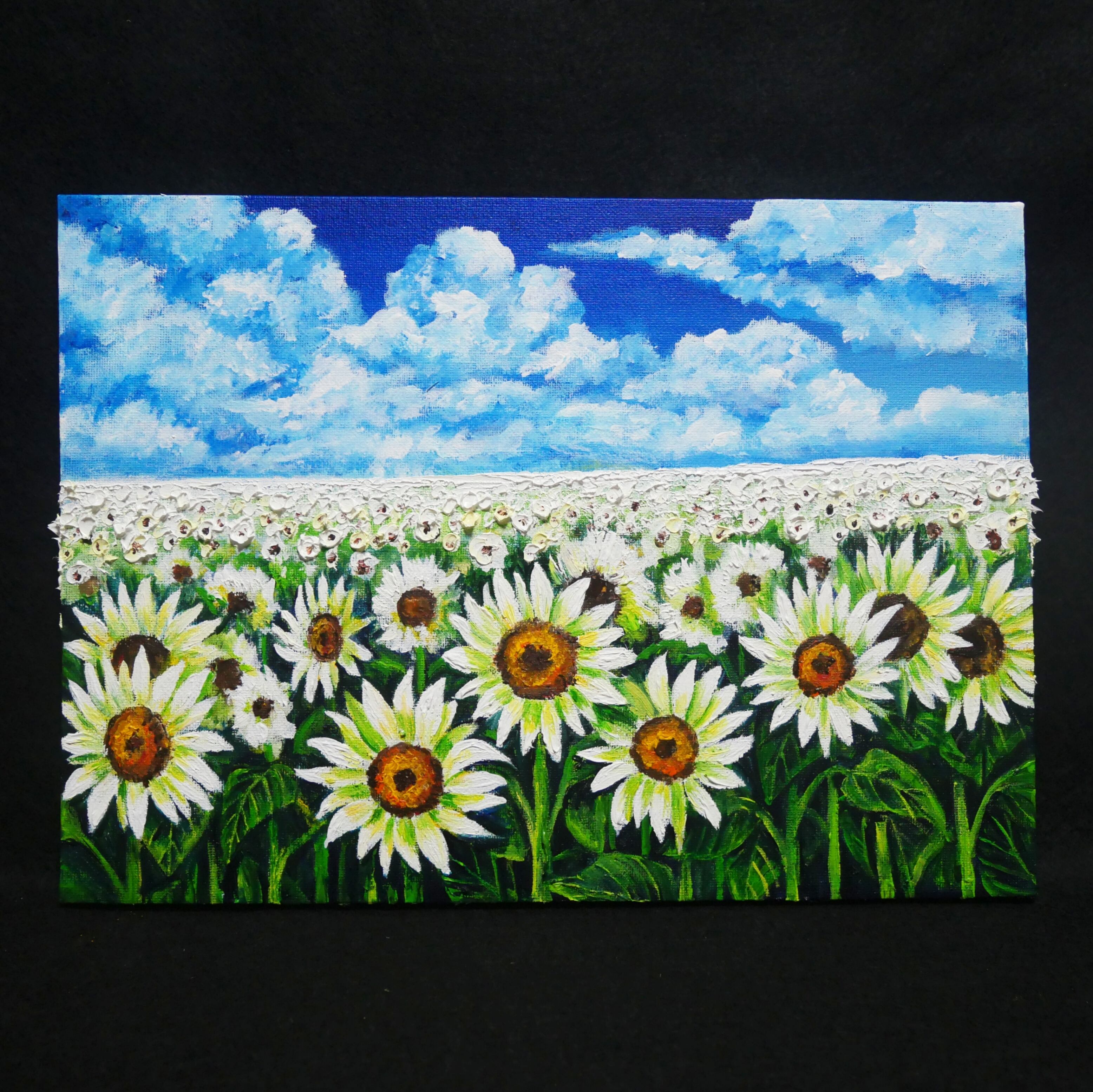 油彩画「ヒマワリ」絵画 油彩画 油絵 花 風景画 F4号原画 油絵 油彩