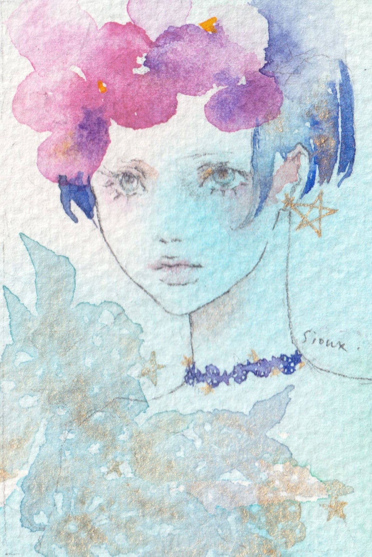 sioux 透明水彩アート オリジナルミニ原画（額付） | sioux mart