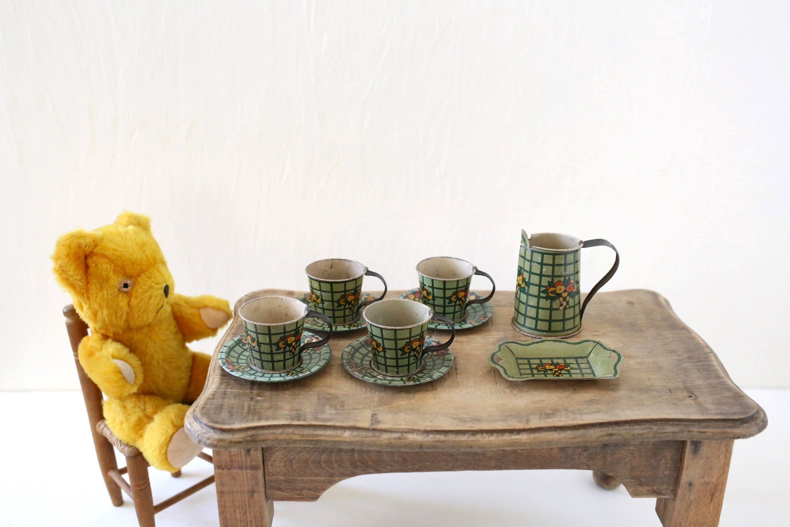 フランス アンティーク ブリキ Dinette ままごと用 6点セット N-05355