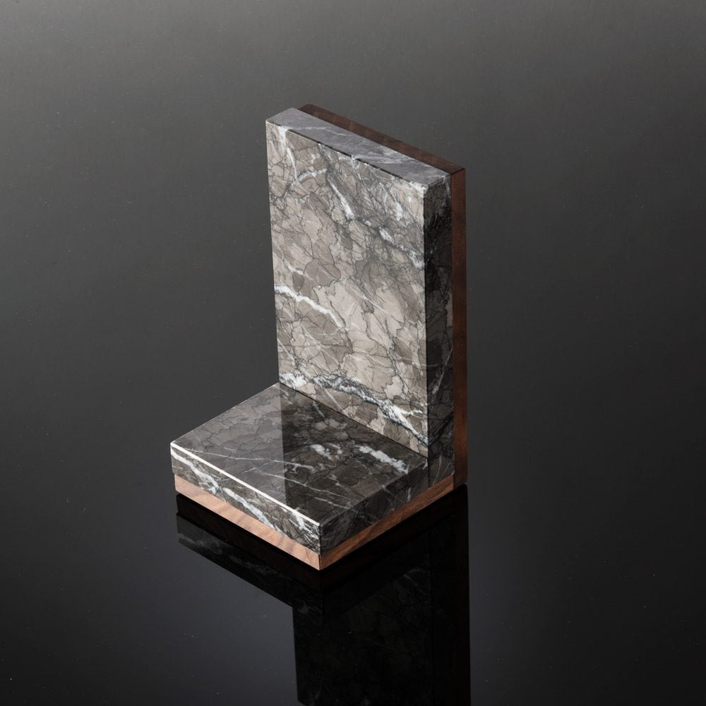 ブックエンド・ブックスタンド｜イタリア産天然大理石 グレー 1本
