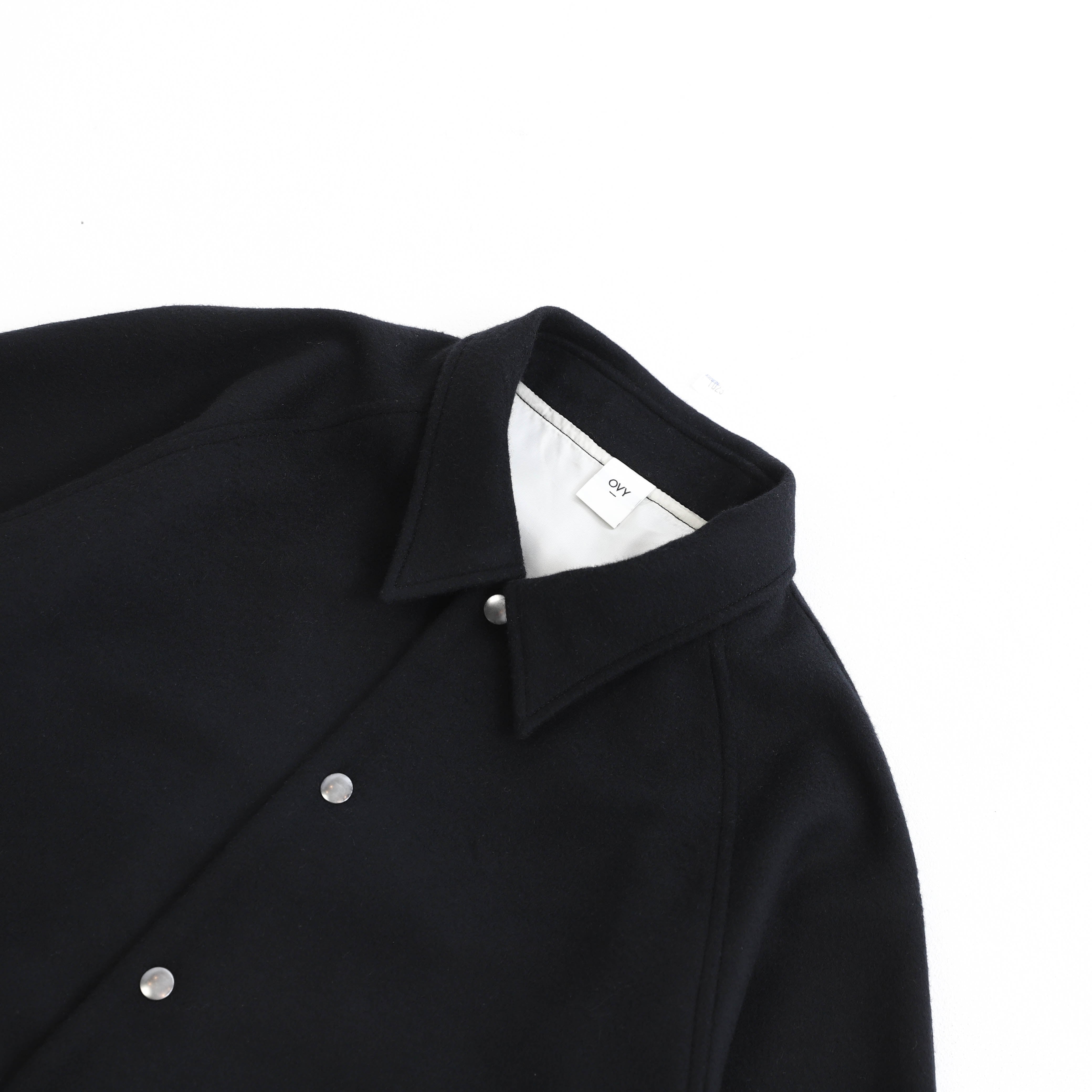 Single Short Beaver Wool Coach Jacket (black) | OVY