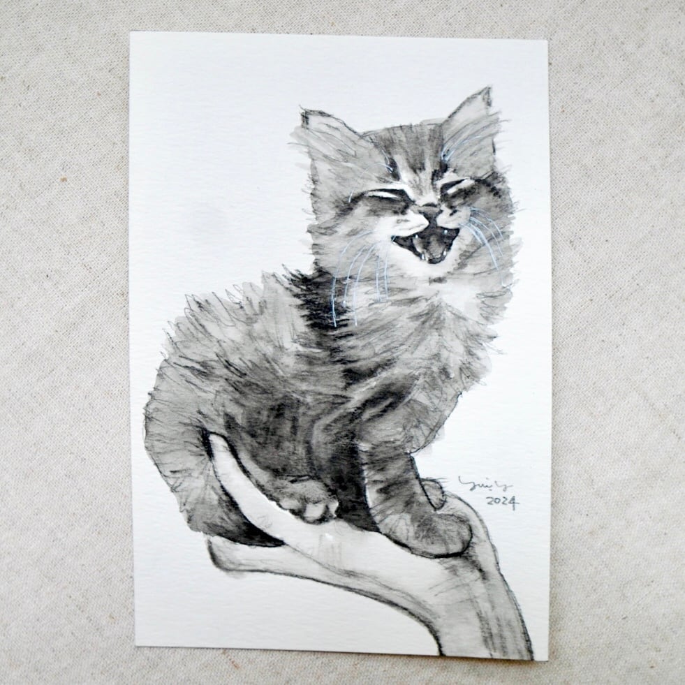 猫の油絵【猫伯爵】1点物の原画/作者サイン入り/F8号キャンバス 【公式