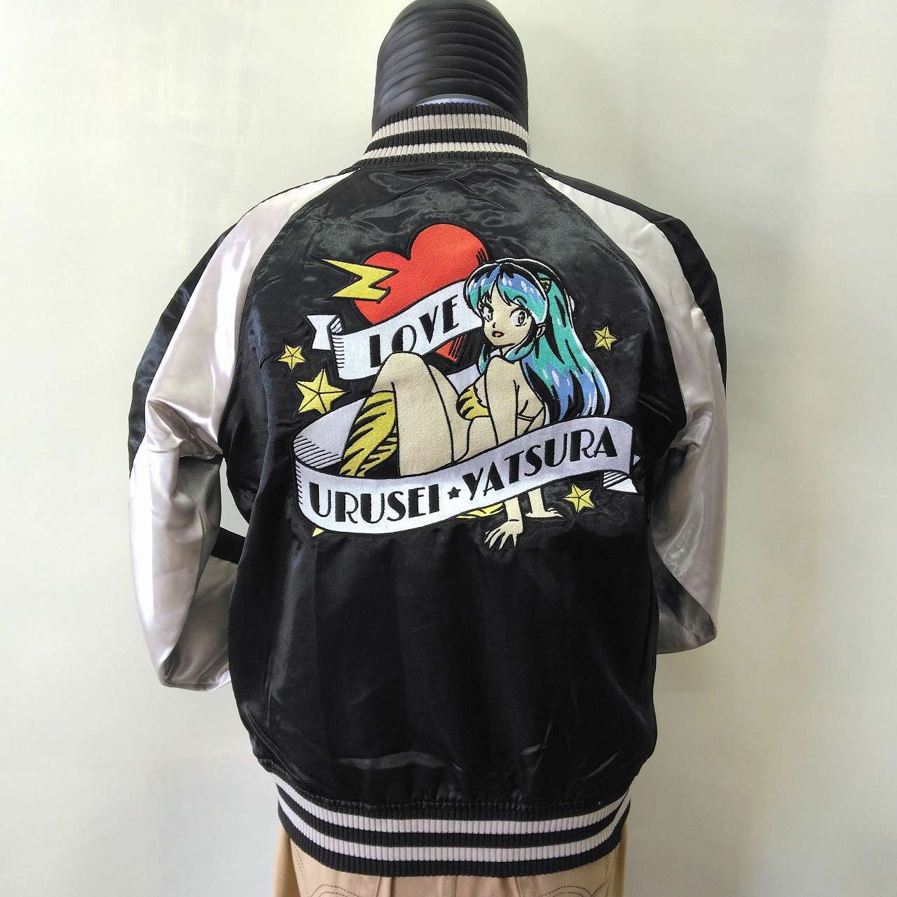 ラムちゃん刺繍 スカジャン 黒 M L LL Embroidered jumper (SUKAJYAN