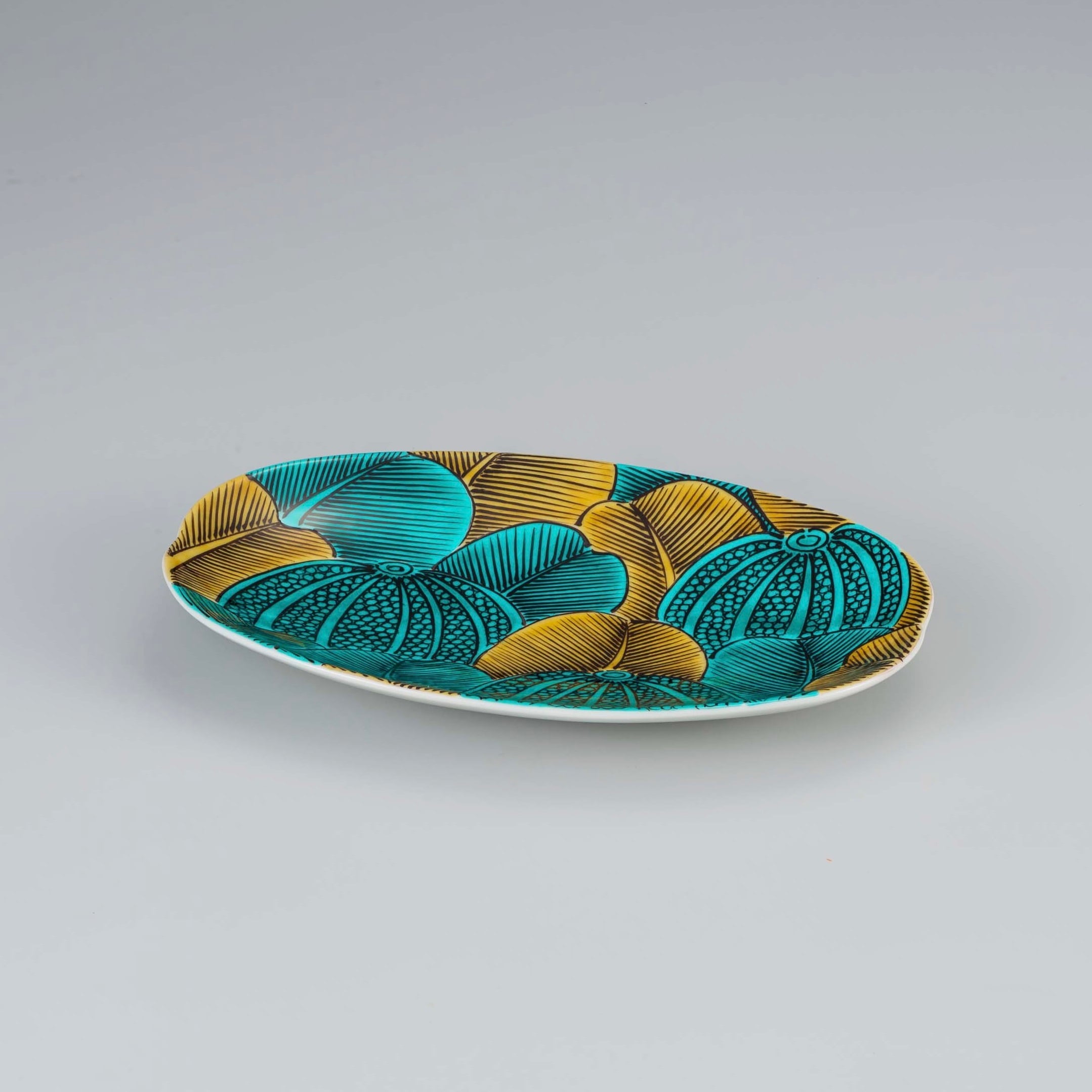 時代 青九谷大皿 直径38㎝ 東Y7-0404③タエト 時代 青九谷大皿 直径38