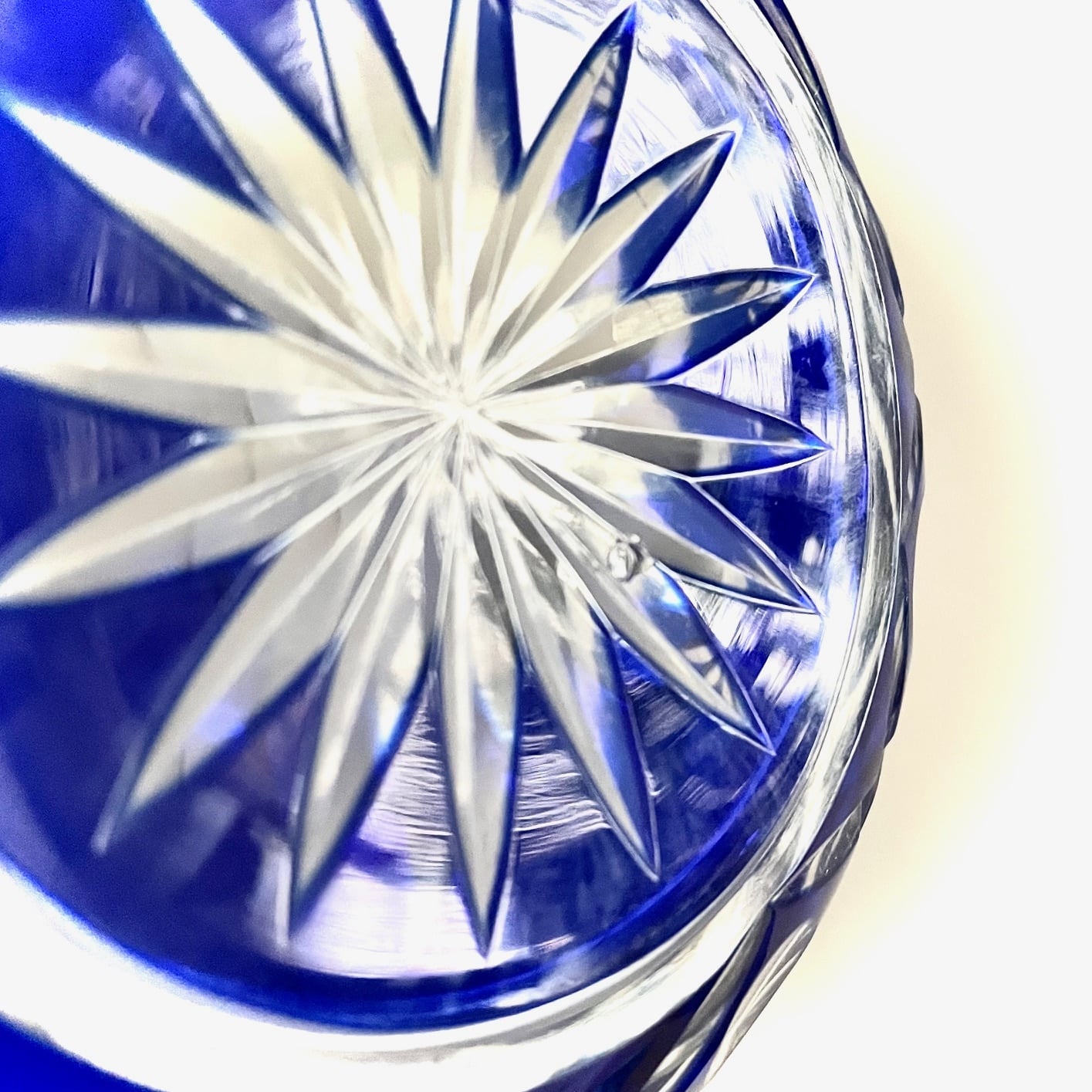 訳あり＞切子 青 大鉢 ボウル1個 色被せガラス ブルー | 古美術 希