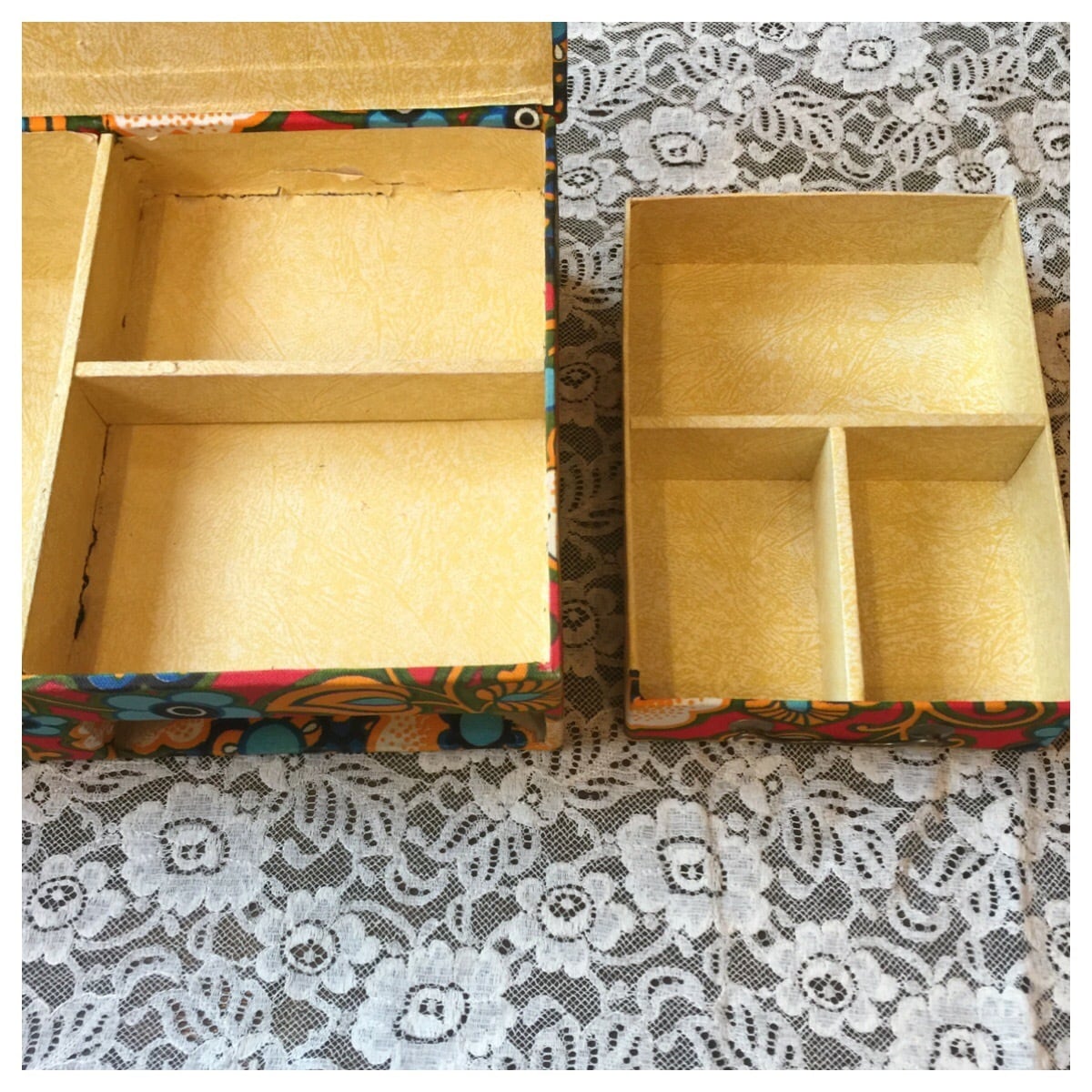 フランス買付 ヴィンテージ カルトナージュ ファブリックボックス