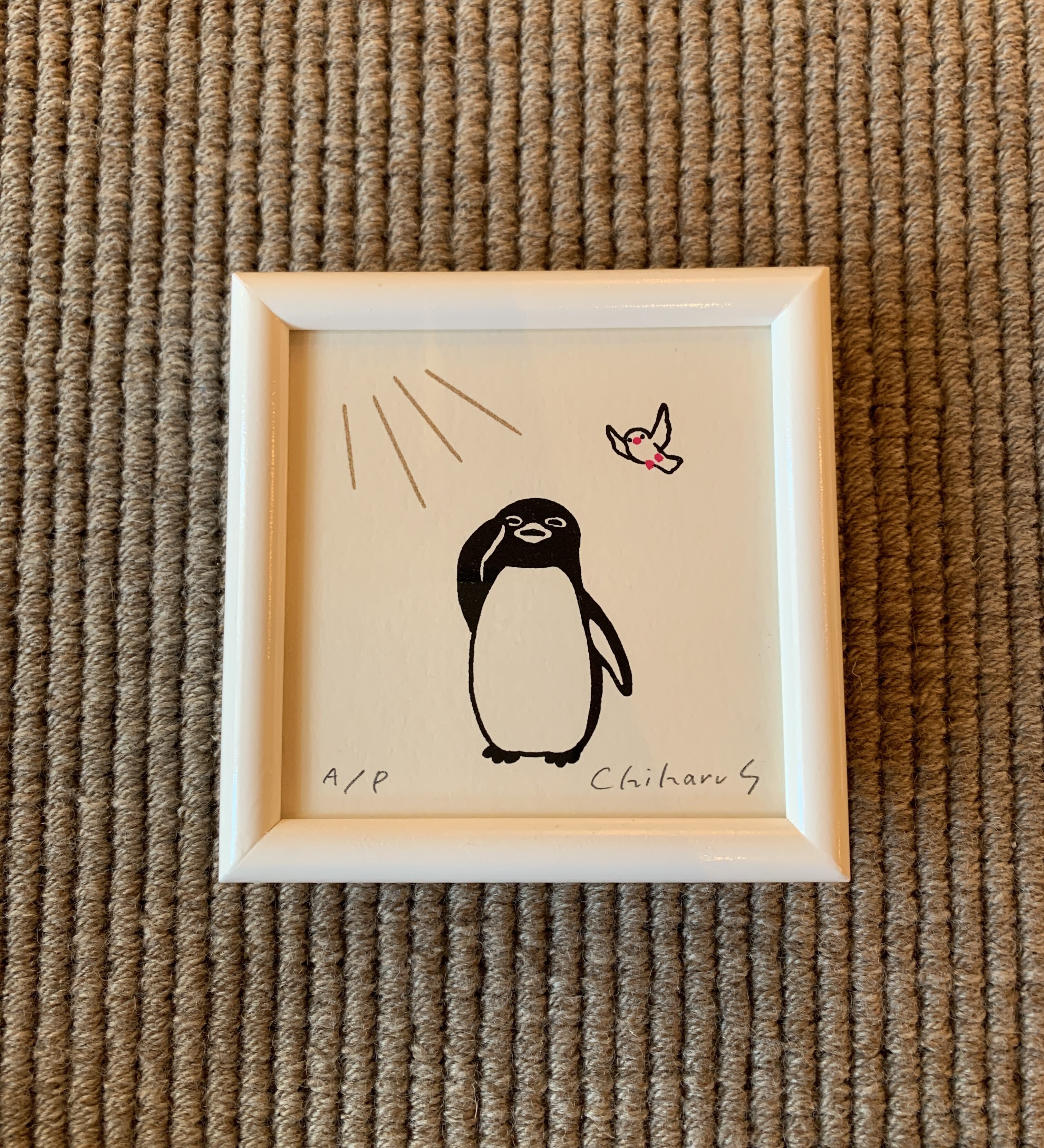 シルクスクリーン『羽衣ペンギン』坂崎千春 さかざきちはる 直筆サイン