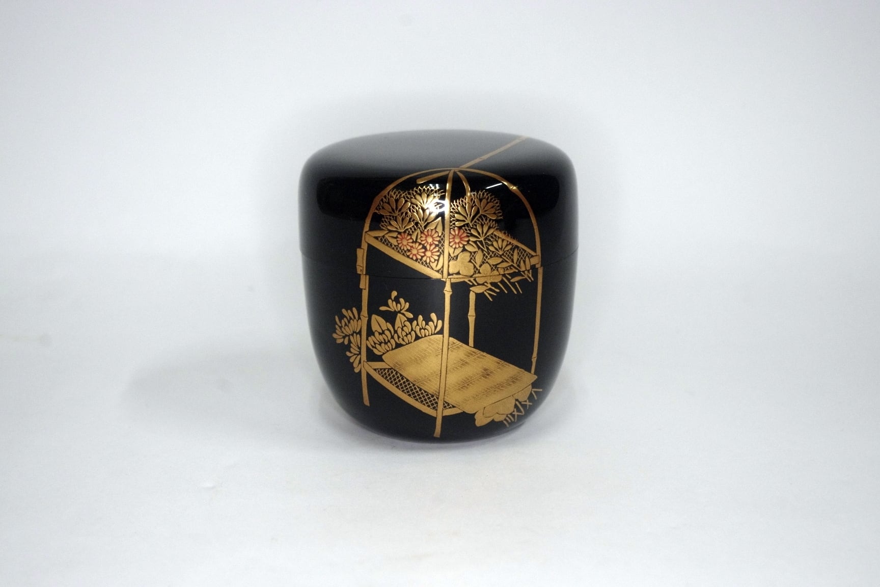 新井司峰作 花売蒔絵棗 内銀地 | 中信木村美術店