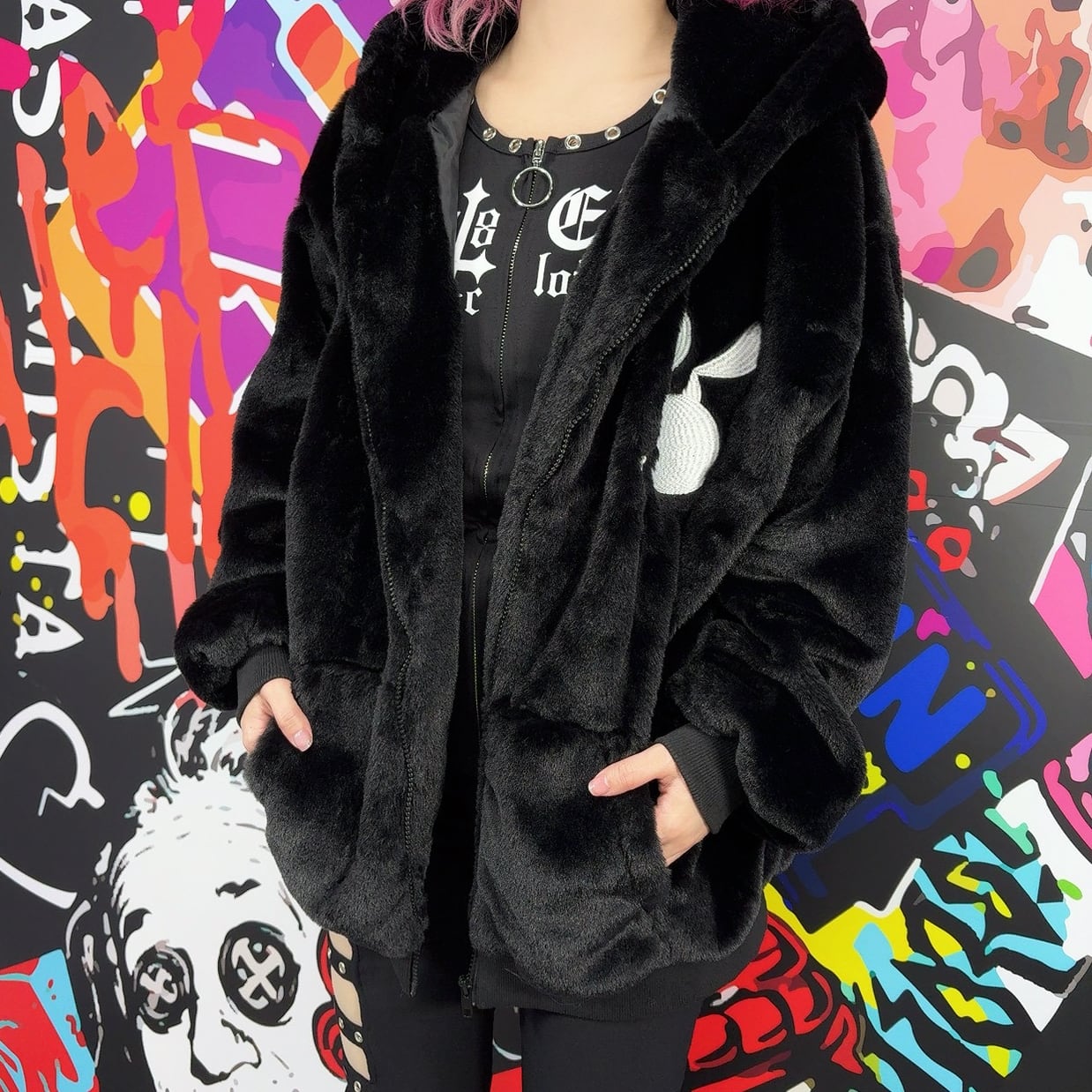 NOsWEA kuroZhoodie_logo Wジッパー フード付き ブラック NOsWEA