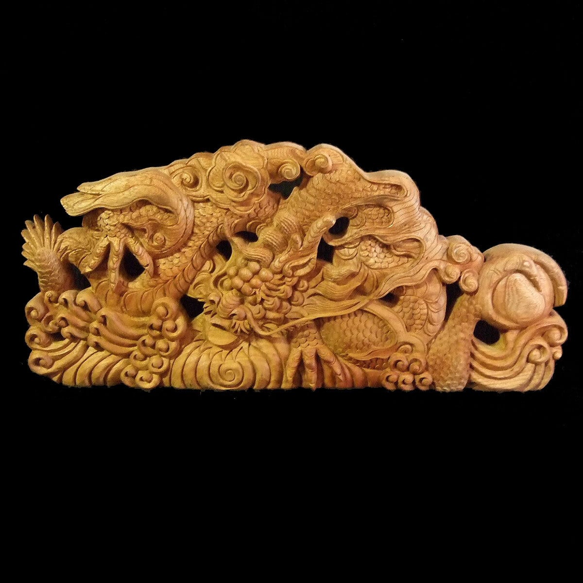 唐木彫刻 中山銘 十二支 丸玉 置物 V R9190 唐木彫刻 中山銘 十二支 丸