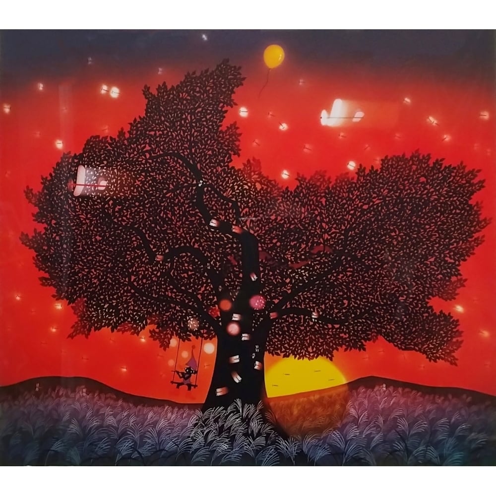 真作□藤城清治 版画 夕日の思い出□絵画 美しき日本 四季の情景 真作