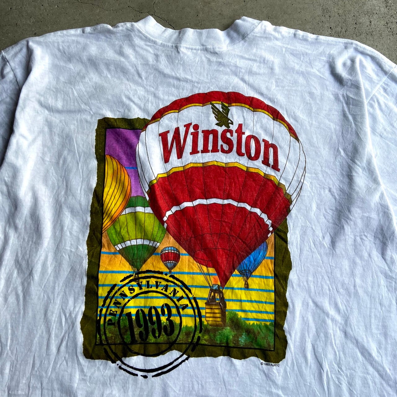 90年代 WIinston ウィンストン 企業ロゴ プリントTシャツ メンズXL