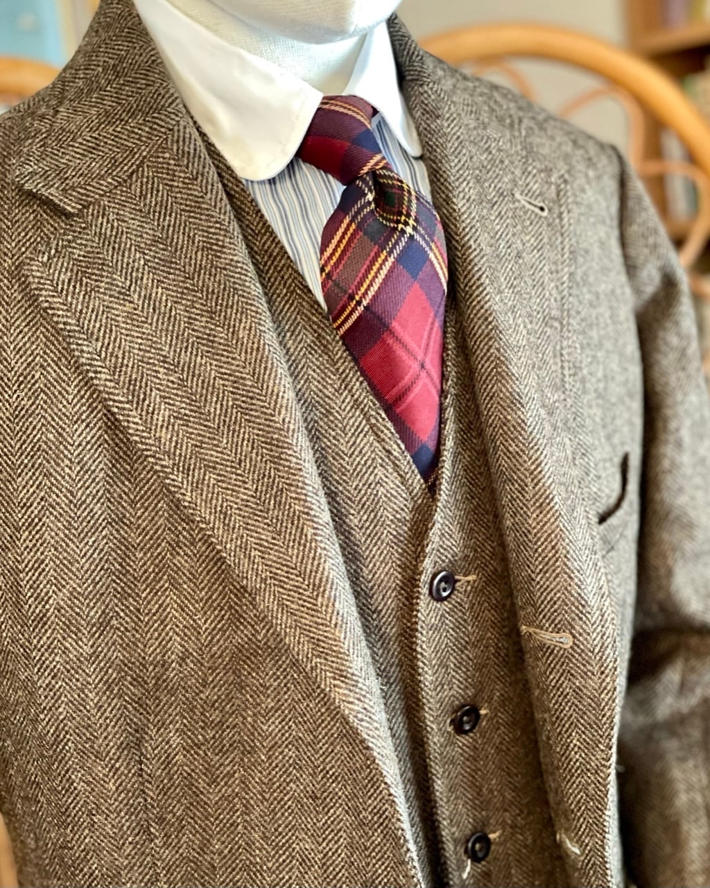 オーダースリーピーススーツツィードハリスツィードビームスfラルフ