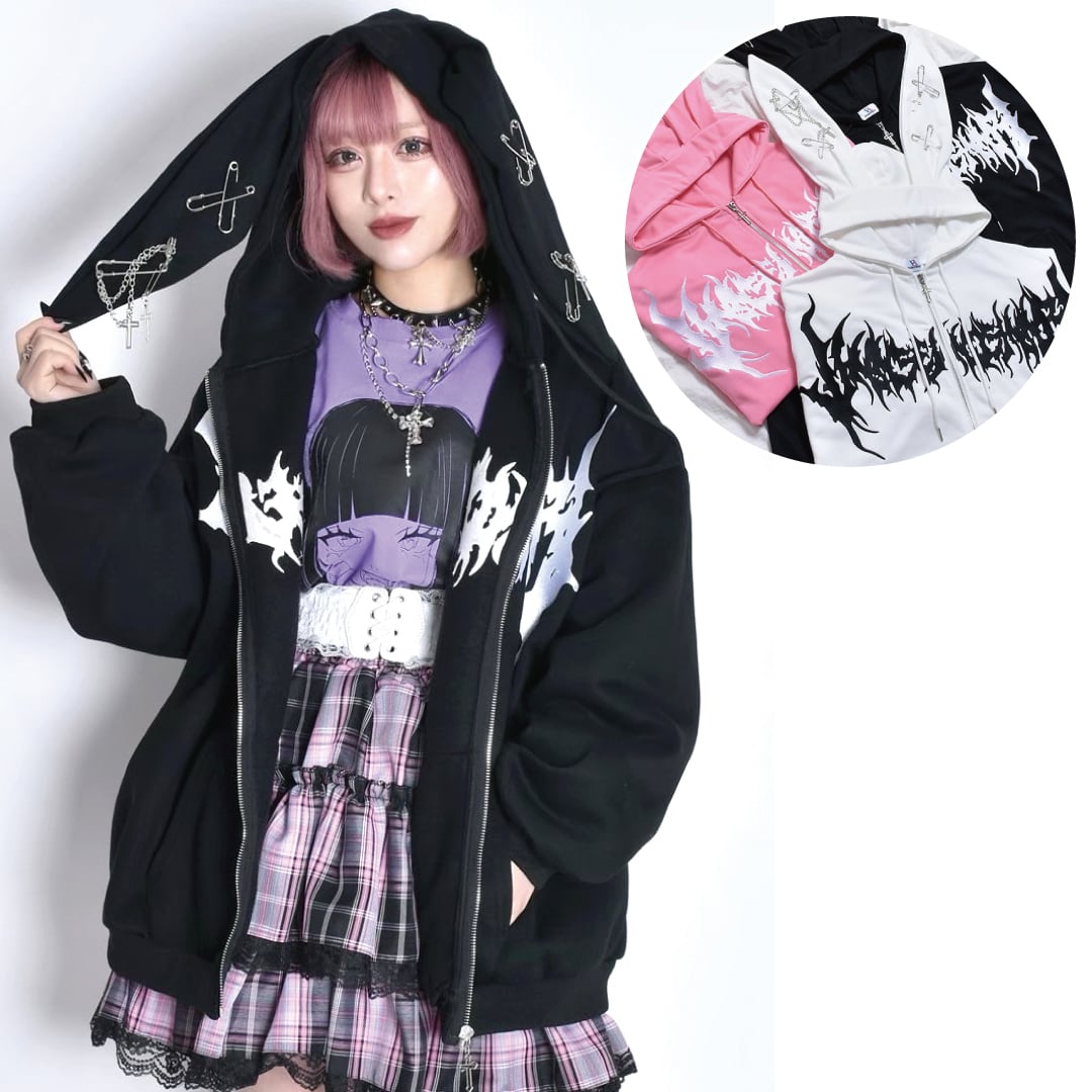 うさ耳ロゴZIPパーカー(裏起毛) | VOLCAN&APHRODITE