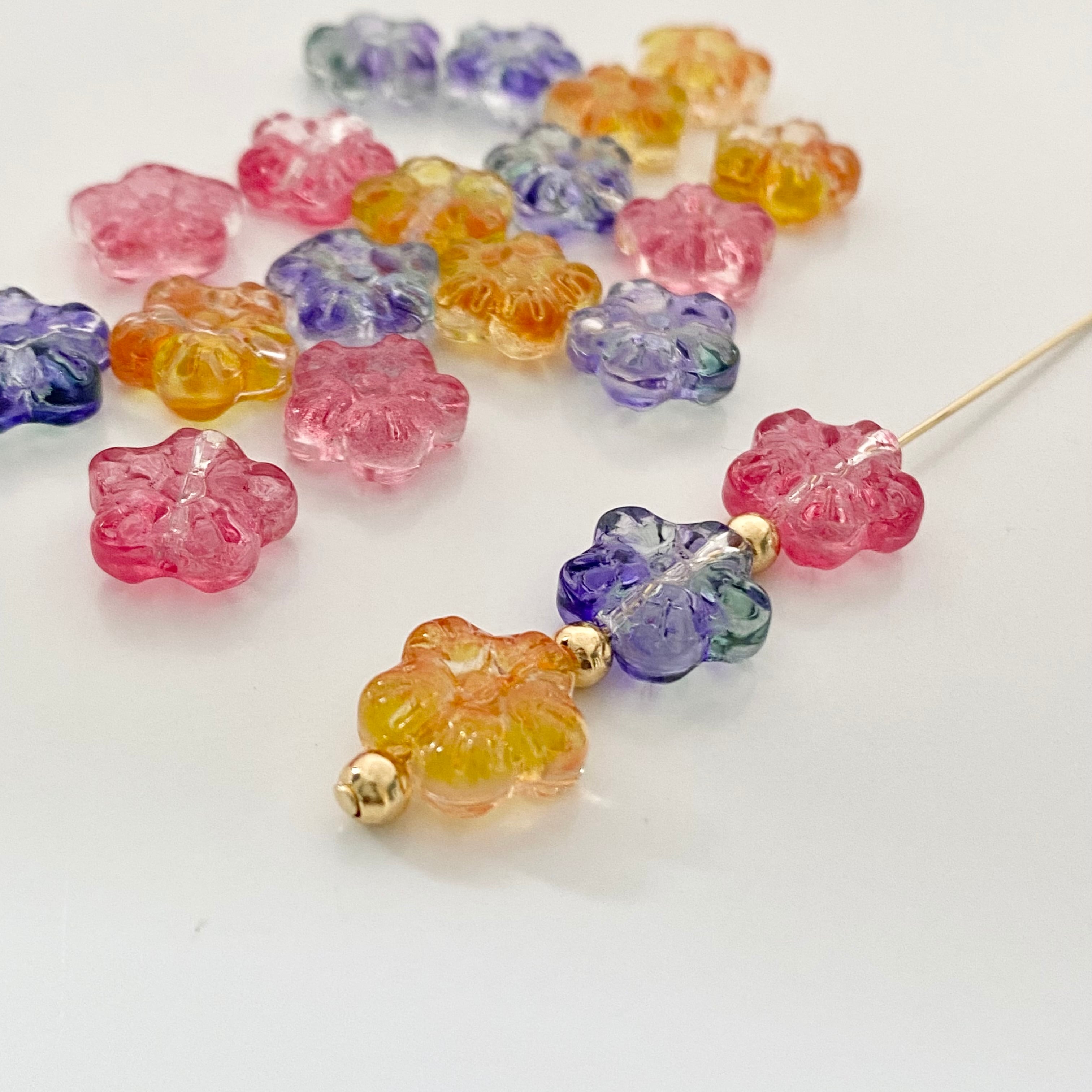 チェコガラスグラデーションフラワービーズ B-200.201.202 | PartsJardin