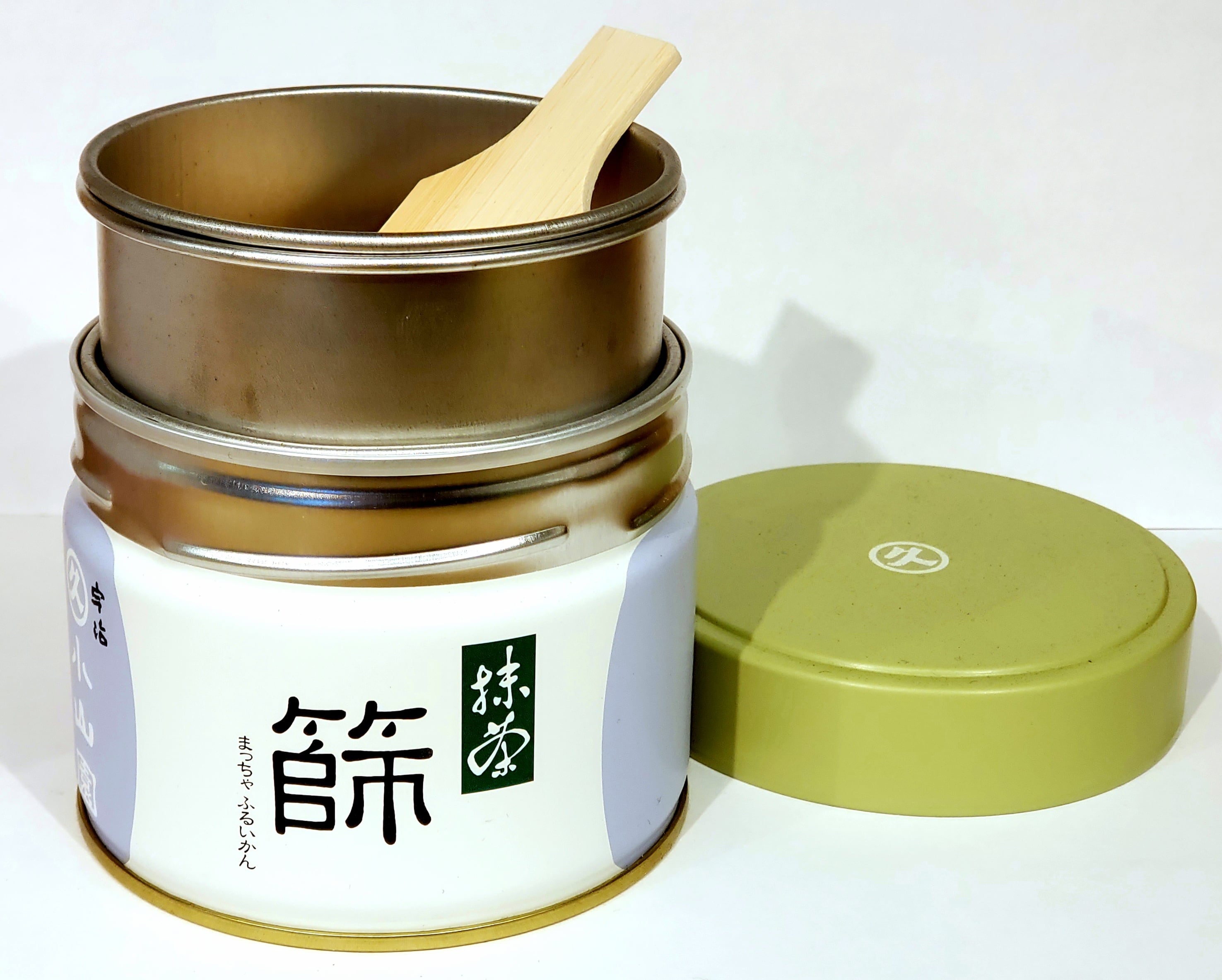 抹茶 篩(ふるい)缶セット 竹ベラ付き | 抹茶堂オンラインショップ