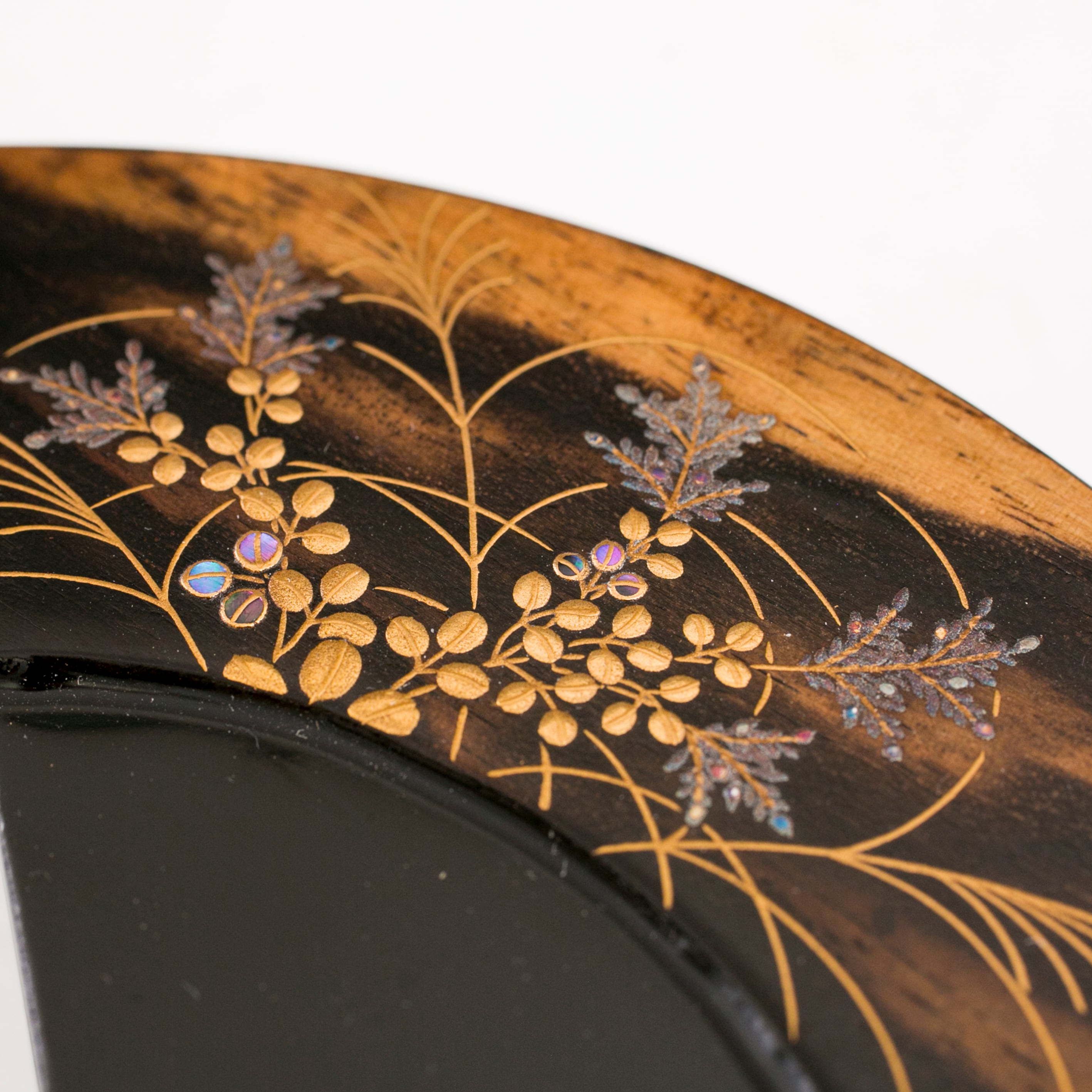 吉田華正 秋草蒔絵 黒柿 扇面 香合 末広 扇 山中漆器 石川県の漆芸家