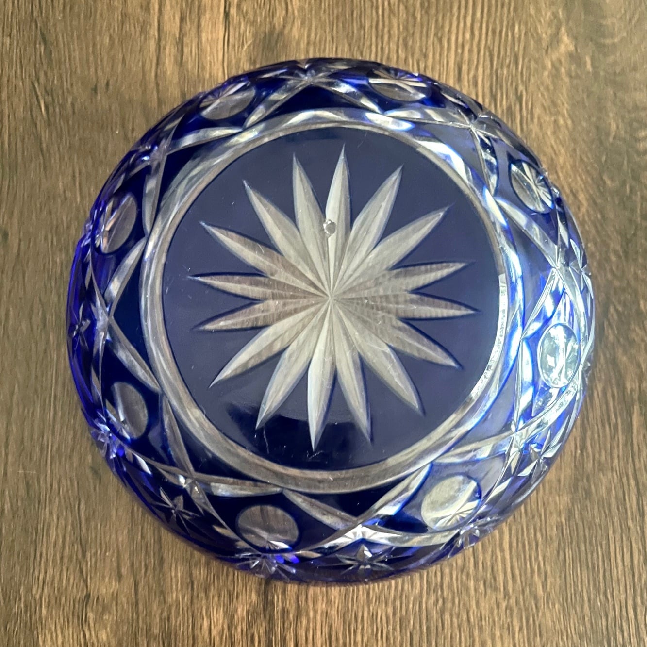 訳あり＞切子 青 大鉢 ボウル1個 色被せガラス ブルー | 古美術 希